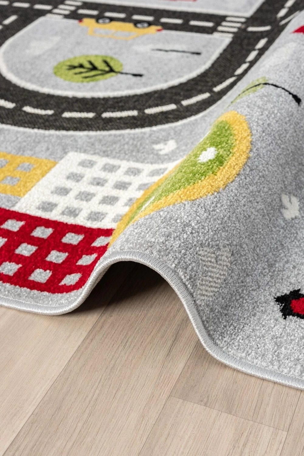 Trafik Arabalı Dokuma Halı Yıkanabilir Çocuk Halısı Anaokul Kreş Oyun Halısı GRİ