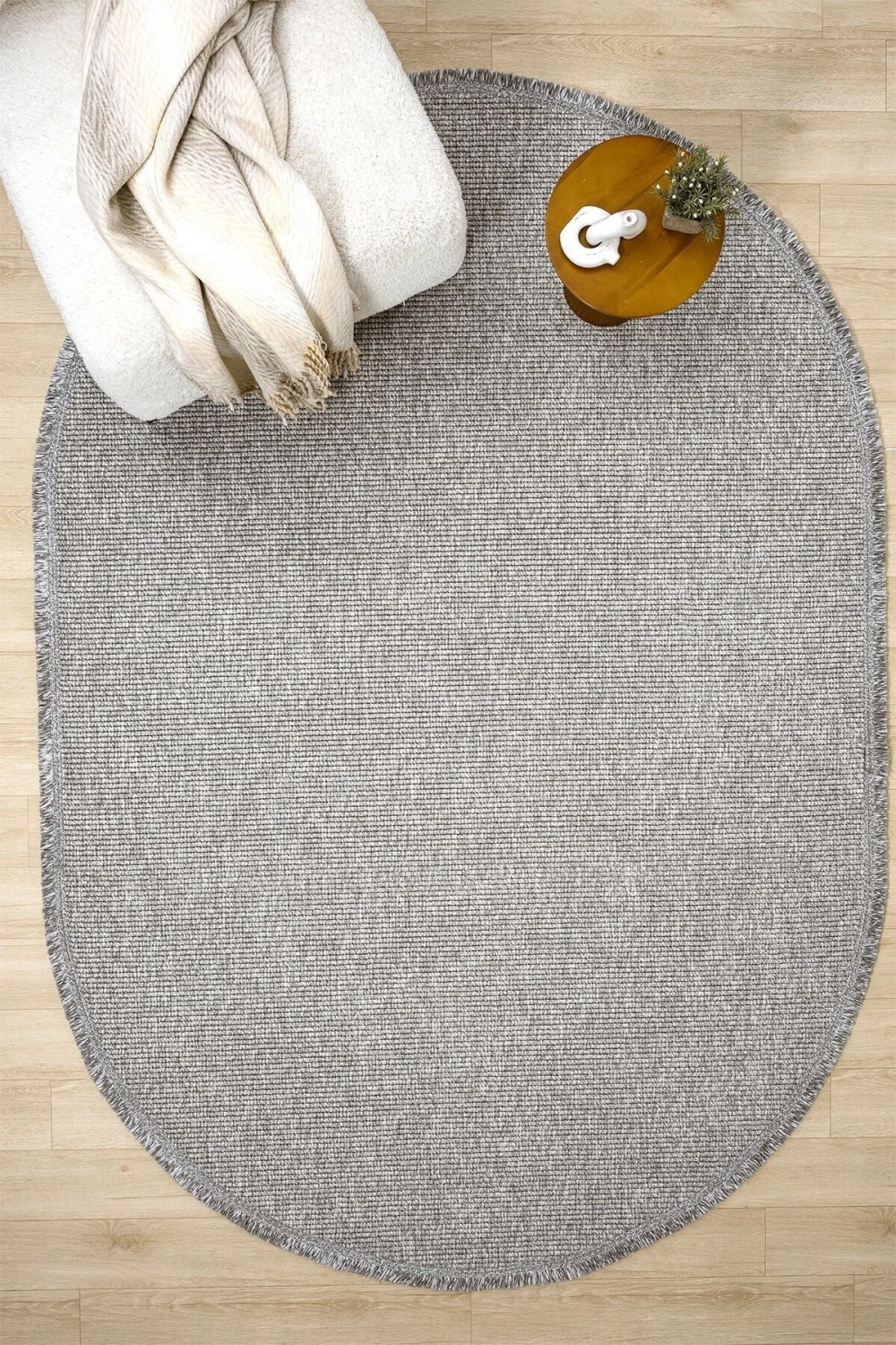 Gri Oval Dokuma Halı Salon Oturma Odası Yatak Odası Koridor Yolluk Halısı GRİ OVAL