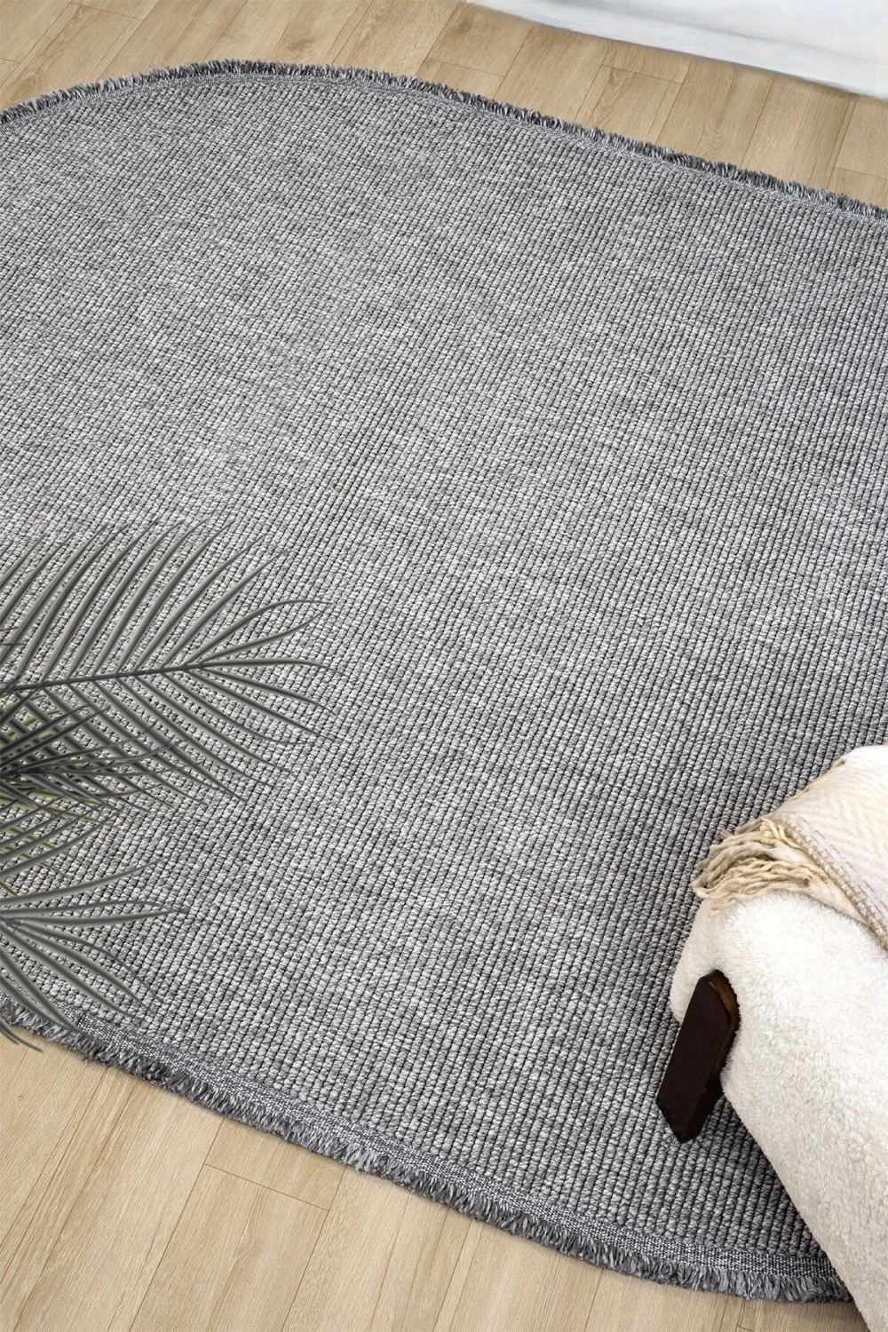 Gri Oval Dokuma Halı Salon Oturma Odası Yatak Odası Koridor Yolluk Halısı GRİ OVAL