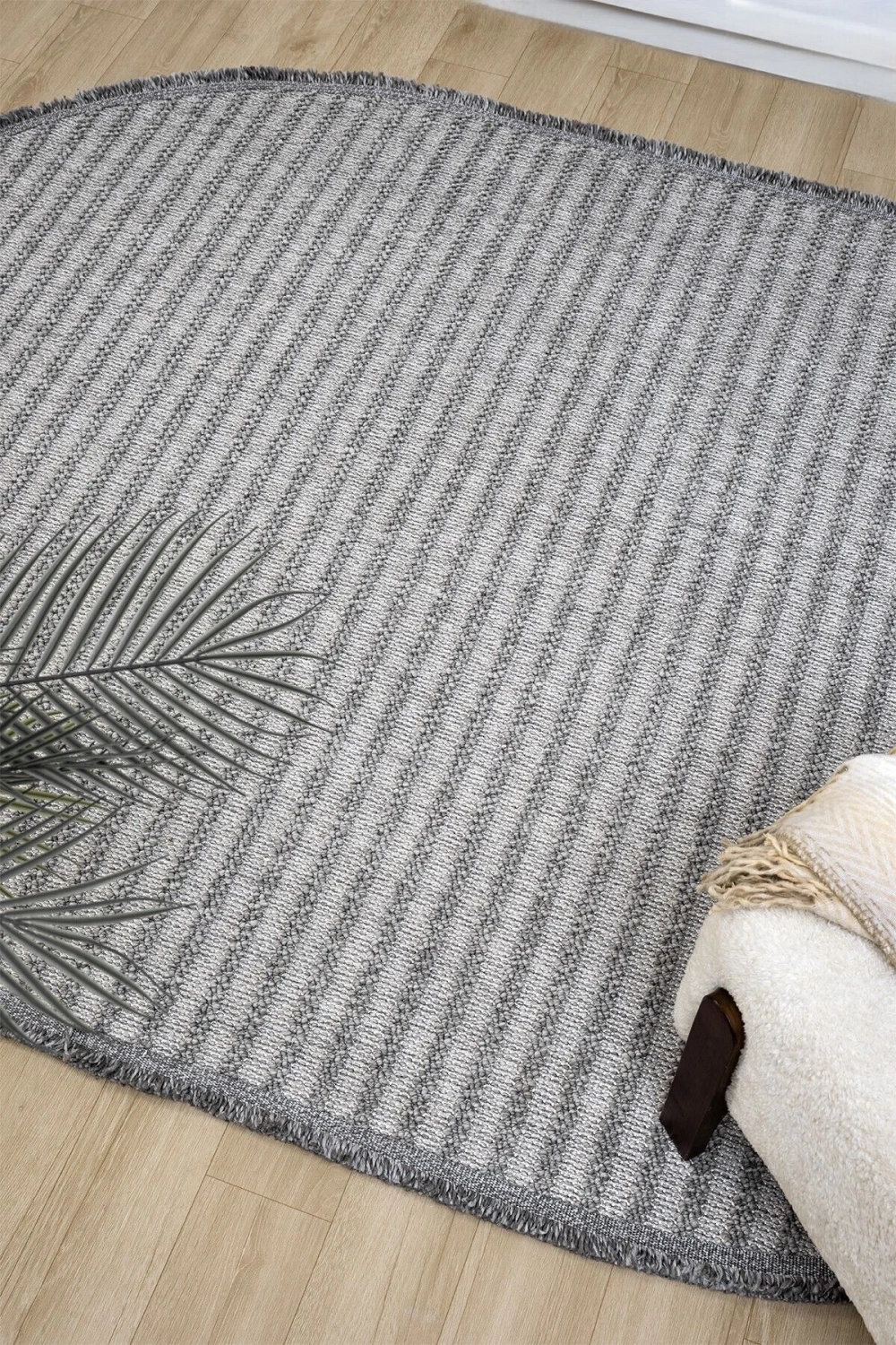 Oval Gri Halı Modern Oturma Odası Salon Mutfak Koridor Antre Balkon Çocuk Odası Halısı 0011