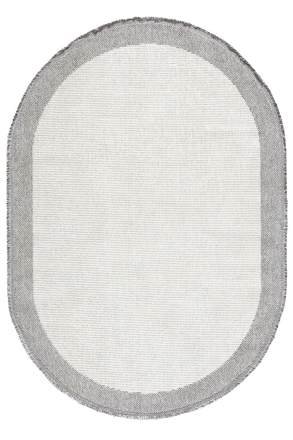 Oval Gri Halı Bordür Modern Oturma Odası Salon Mutfak Koridor Antre Balkon Çocuk Odası Halısı 0020