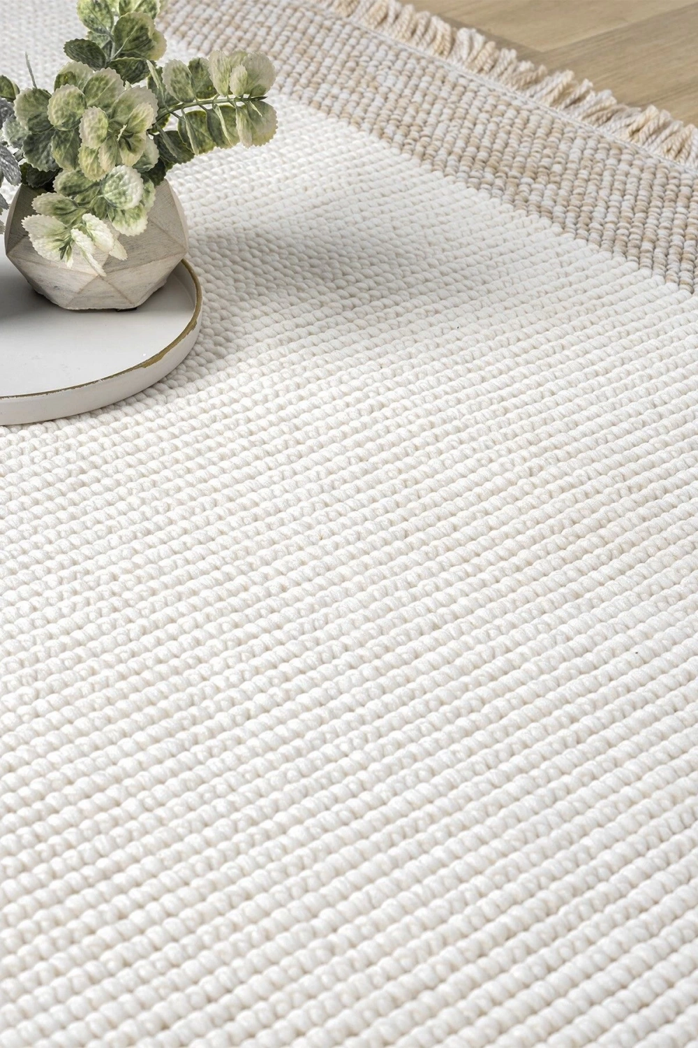 Oval Beyaz Halı Bordür Modern Oturma Odası Salon Mutfak Koridor Antre Balkon Çocuk Odası Halısı 0021