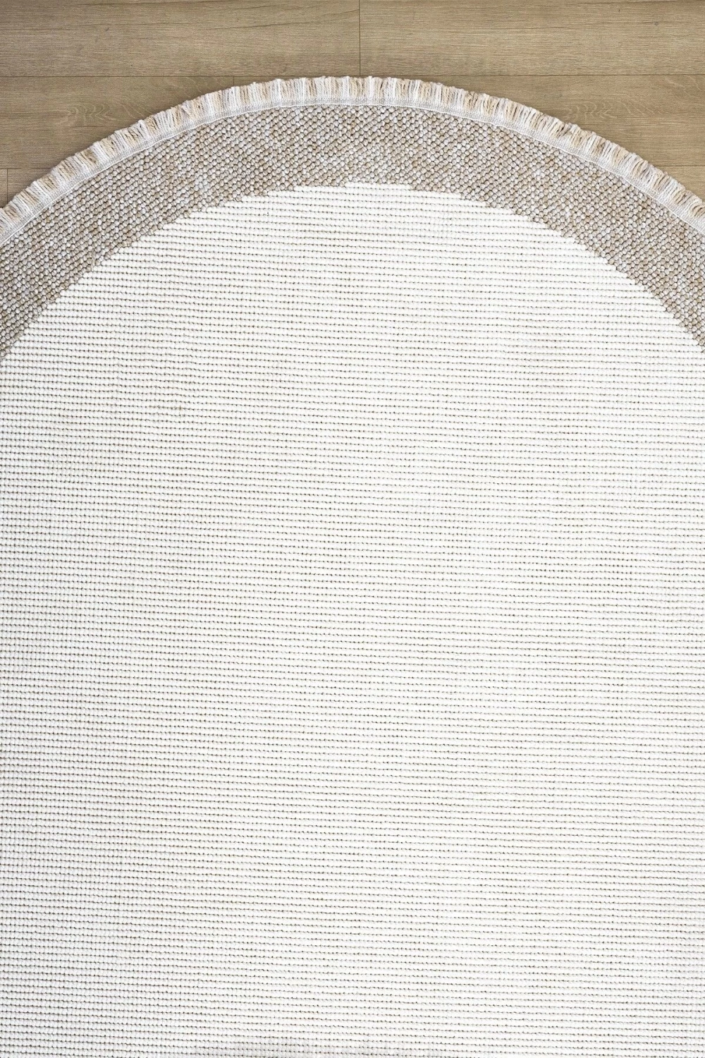 Oval Beyaz Halı Bordür Modern Oturma Odası Salon Mutfak Koridor Antre Balkon Çocuk Odası Halısı 0021