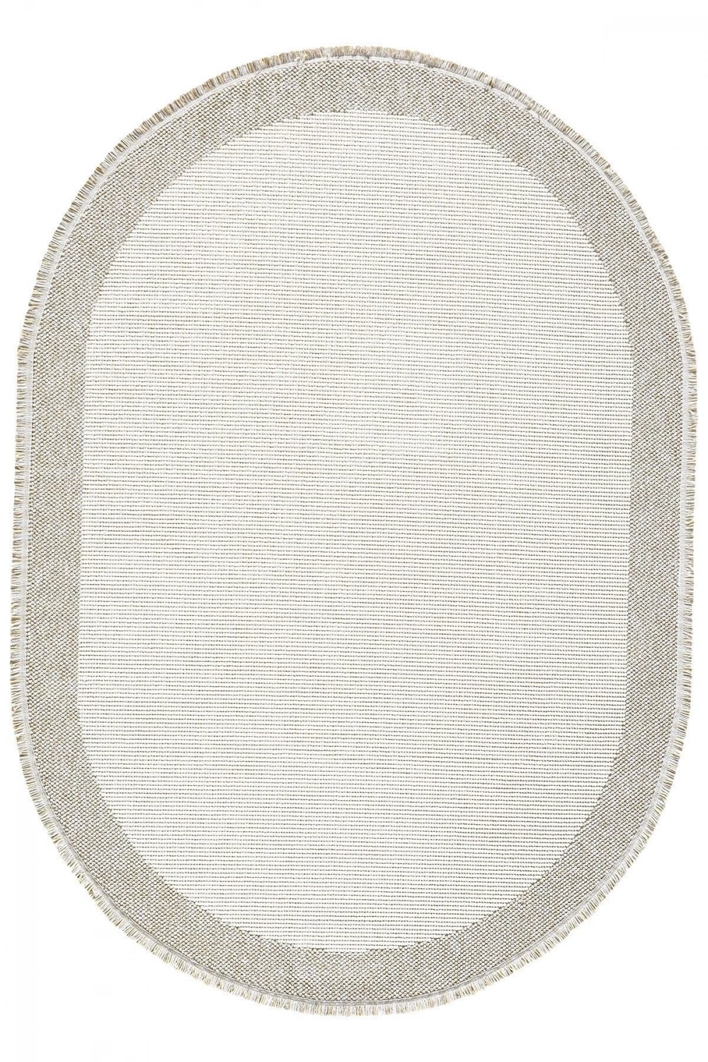 Oval Beyaz Halı Bordür Modern Oturma Odası Salon Mutfak Koridor Antre Balkon Çocuk Odası Halısı 0021