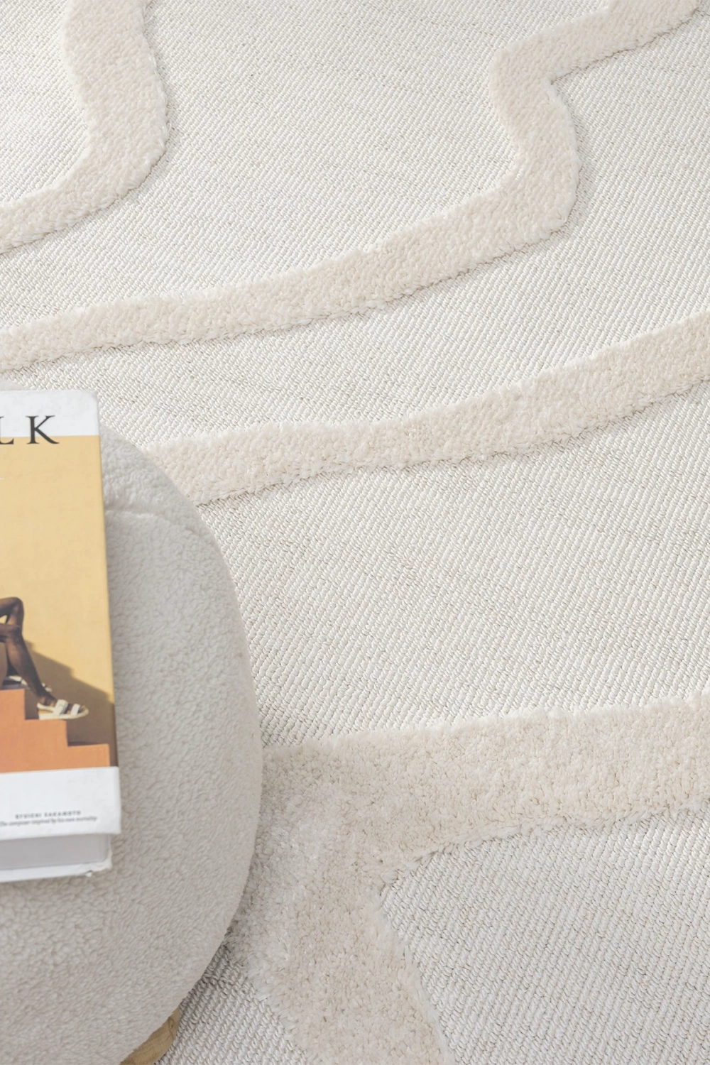 Krem Modern Dokuma Halı Püsküllü Yolluk Antre Oturma Odası Salon Mutfak Çocuk Odası Halısı