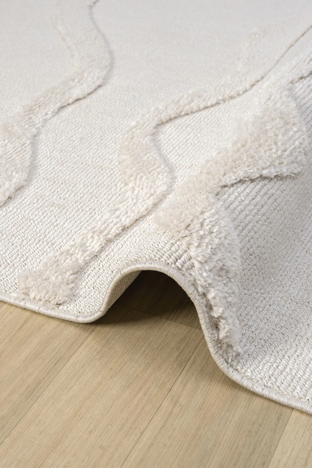 Krem Modern Dokuma Halı Püsküllü Yolluk Antre Oturma Odası Salon Mutfak Çocuk Odası Halısı