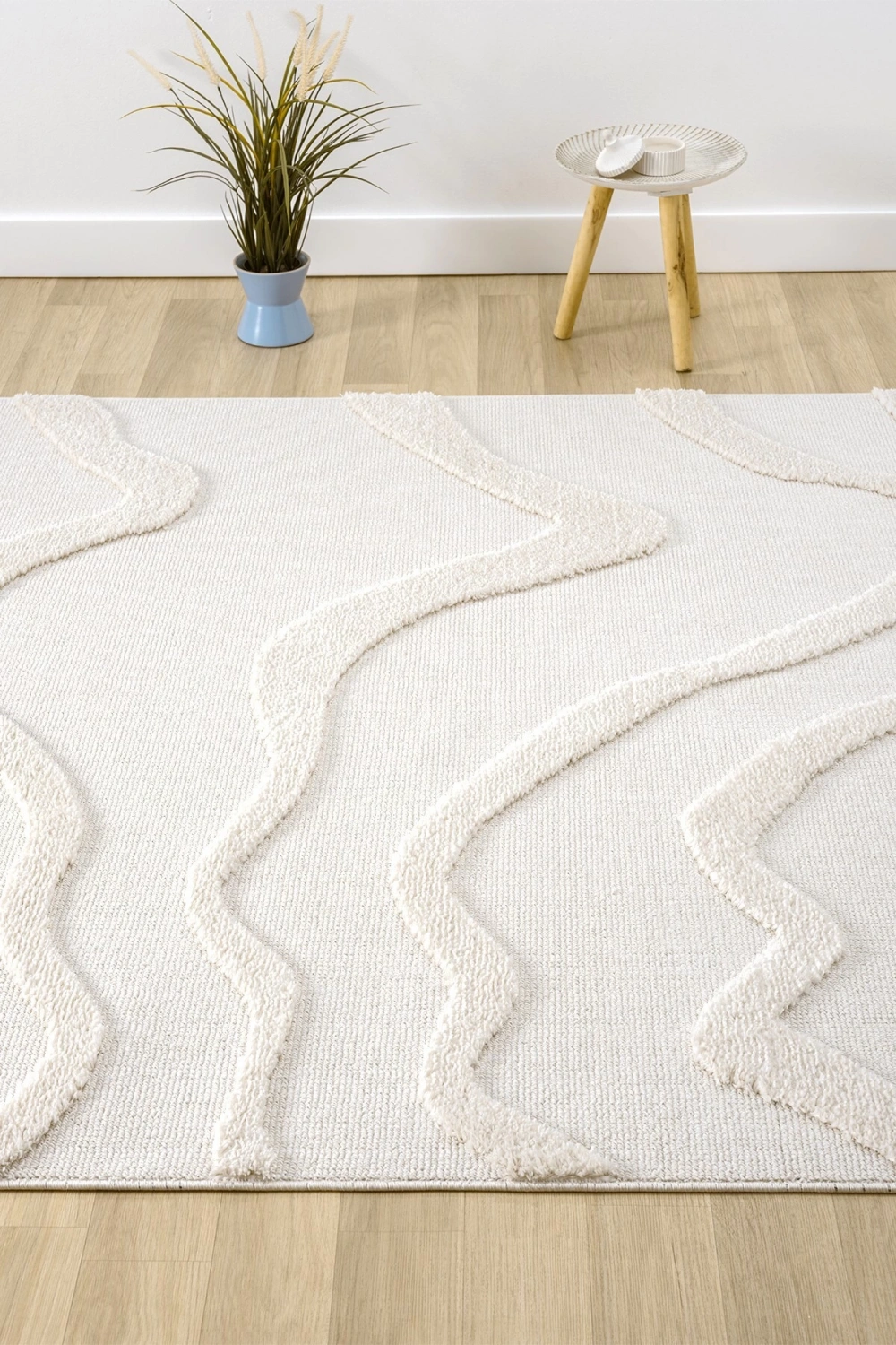 Krem Modern Dokuma Halı Püsküllü Yolluk Antre Oturma Odası Salon Mutfak Çocuk Odası Halısı