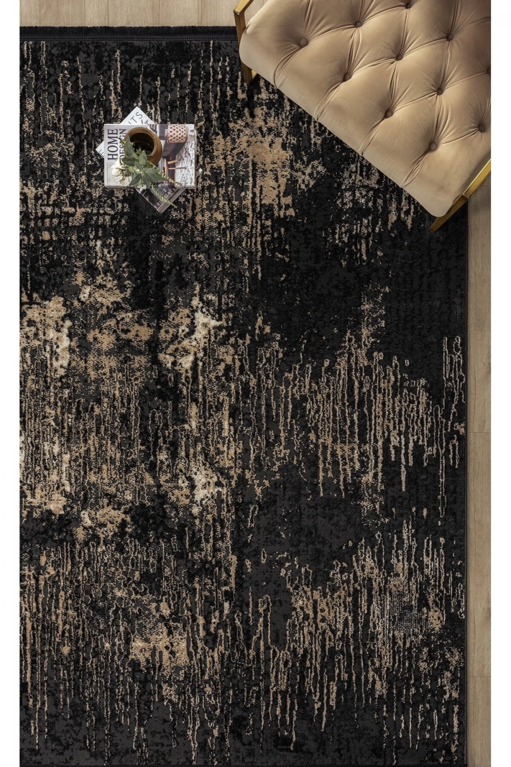 Modern Siyah Dokuma Halı Yolluk Antre Oturma Odası Salon Mutfak Halısı