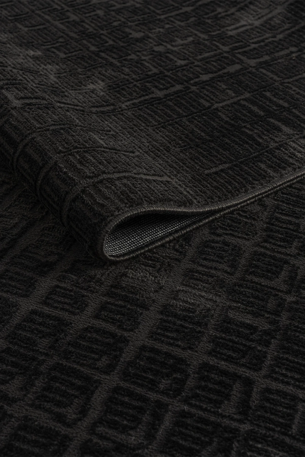 Modern Siyah Saçaklı Dokuma Halı Yolluk Antre Oturma Odası Salon Mutfak Halısı