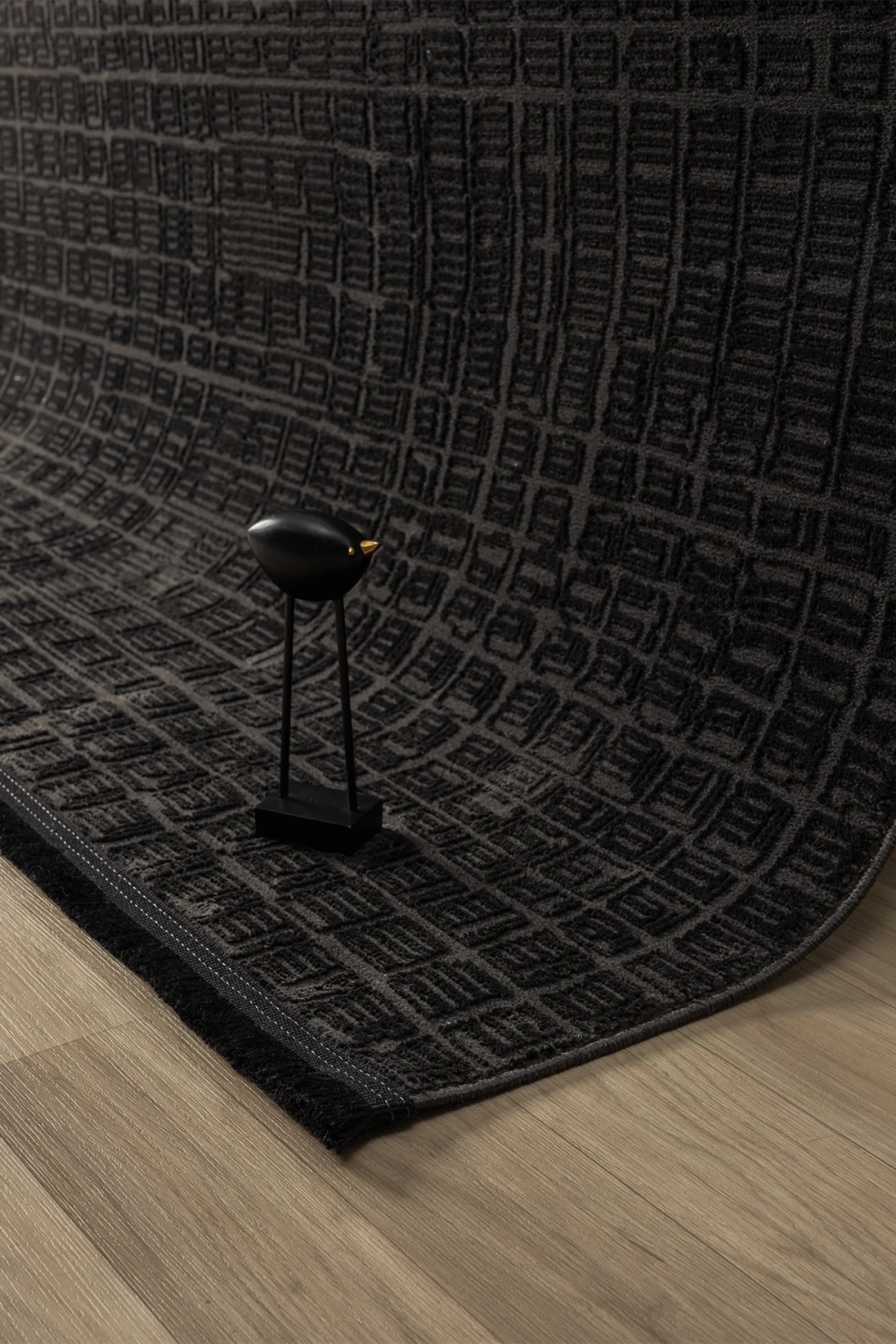 Modern Siyah Saçaklı Dokuma Halı Yolluk Antre Oturma Odası Salon Mutfak Halısı