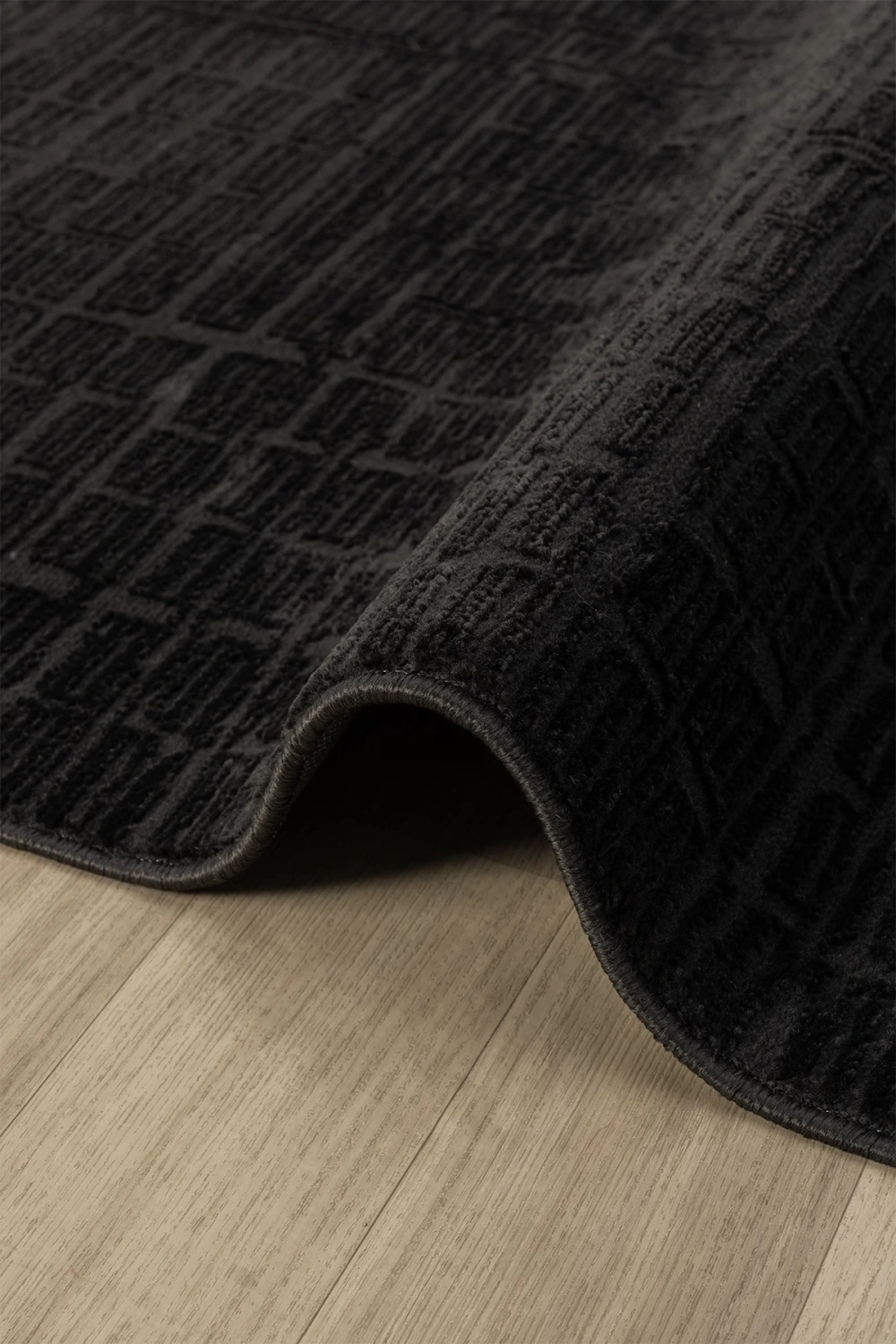 Modern Siyah Saçaklı Dokuma Halı Yolluk Antre Oturma Odası Salon Mutfak Halısı