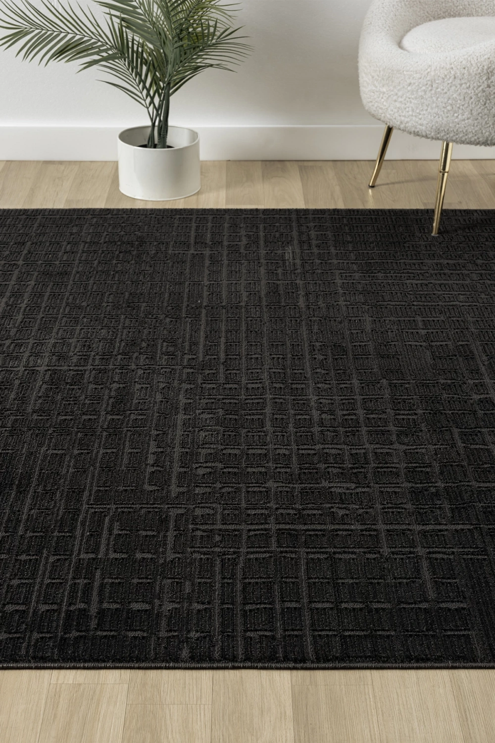 Modern Siyah Saçaklı Dokuma Halı Yolluk Antre Oturma Odası Salon Mutfak Halısı