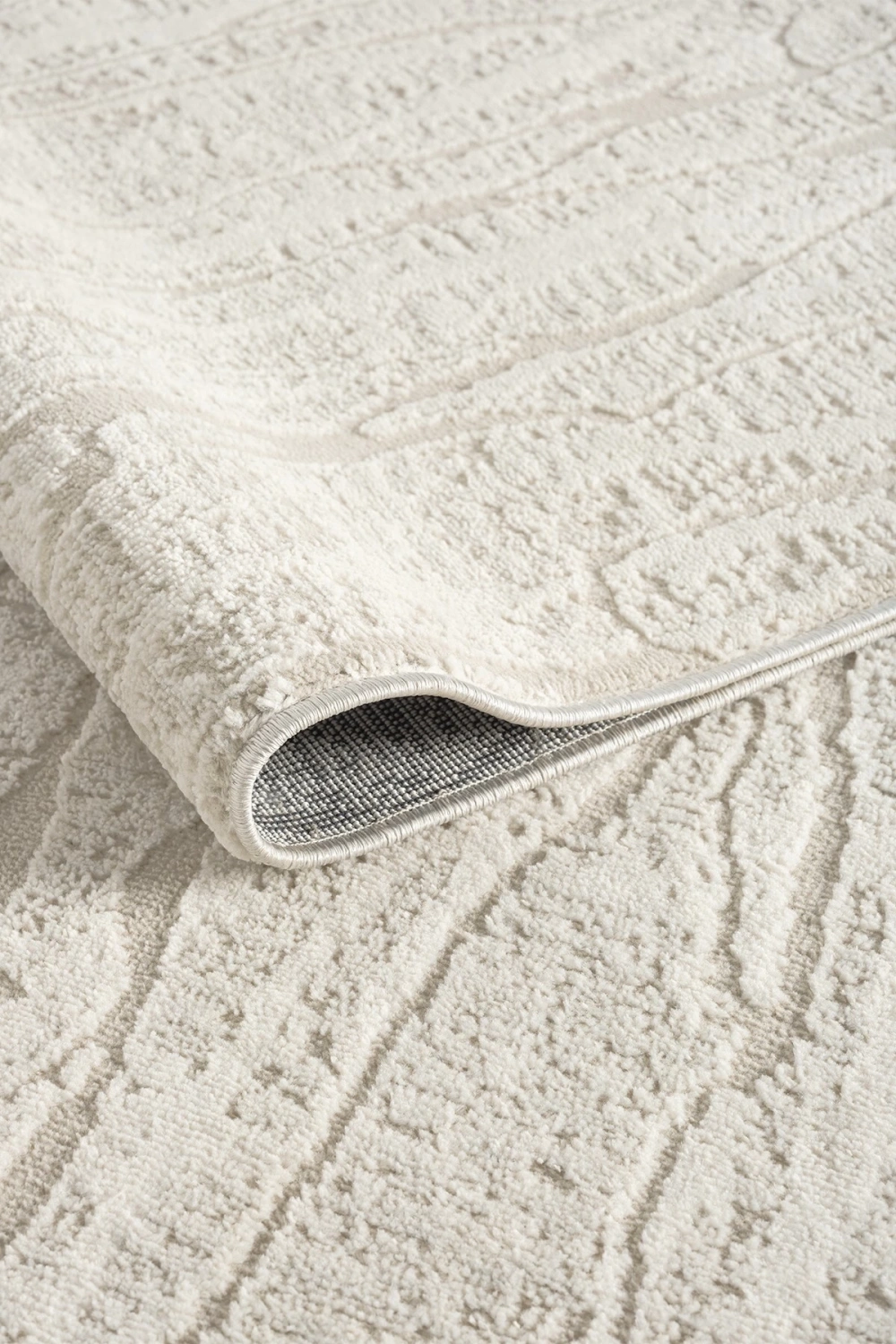 Modern Krem Saçaklı Dokuma Halı Yolluk Antre Oturma Odası Salon Mutfak Halısı