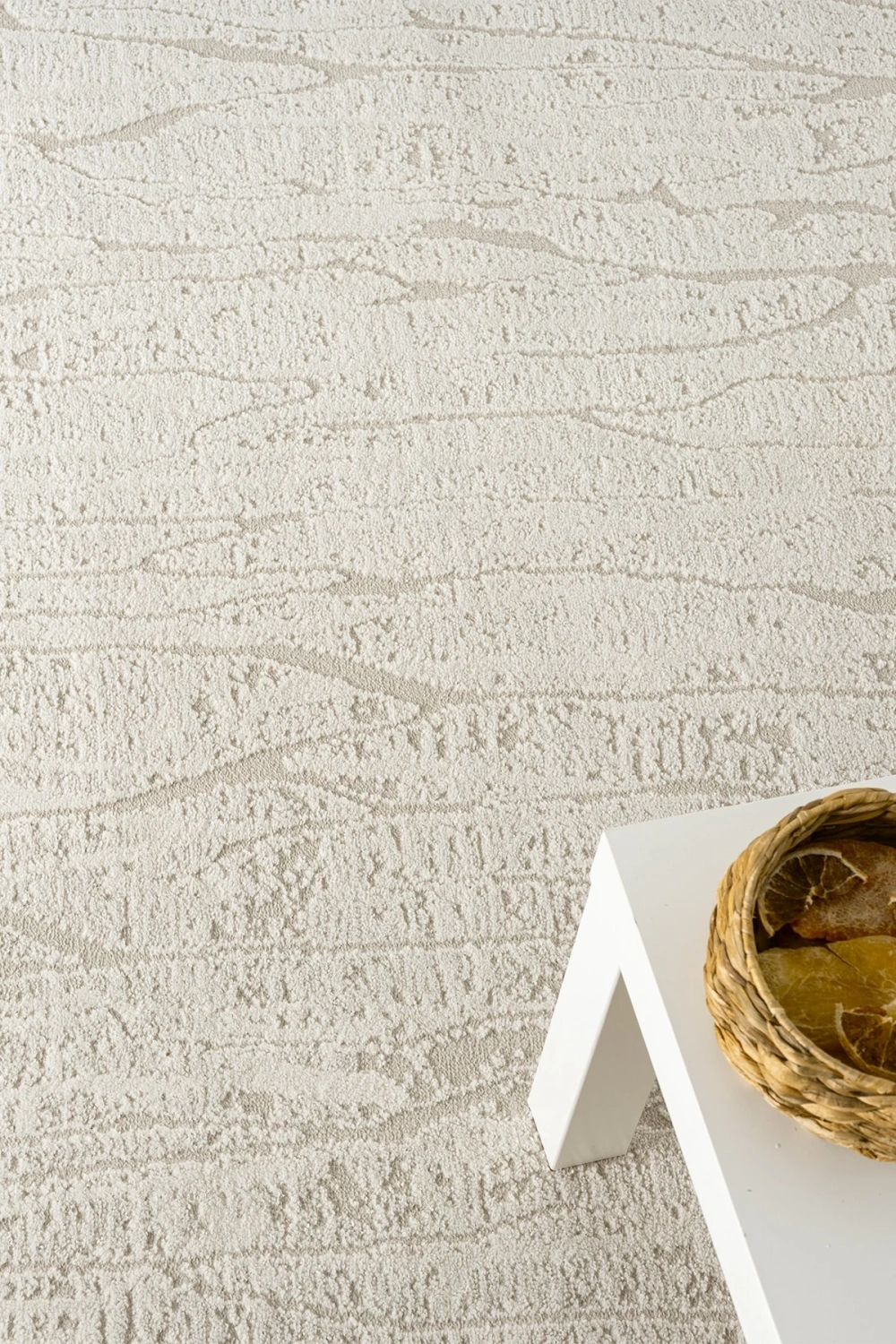 Modern Krem Saçaklı Dokuma Halı Yolluk Antre Oturma Odası Salon Mutfak Halısı