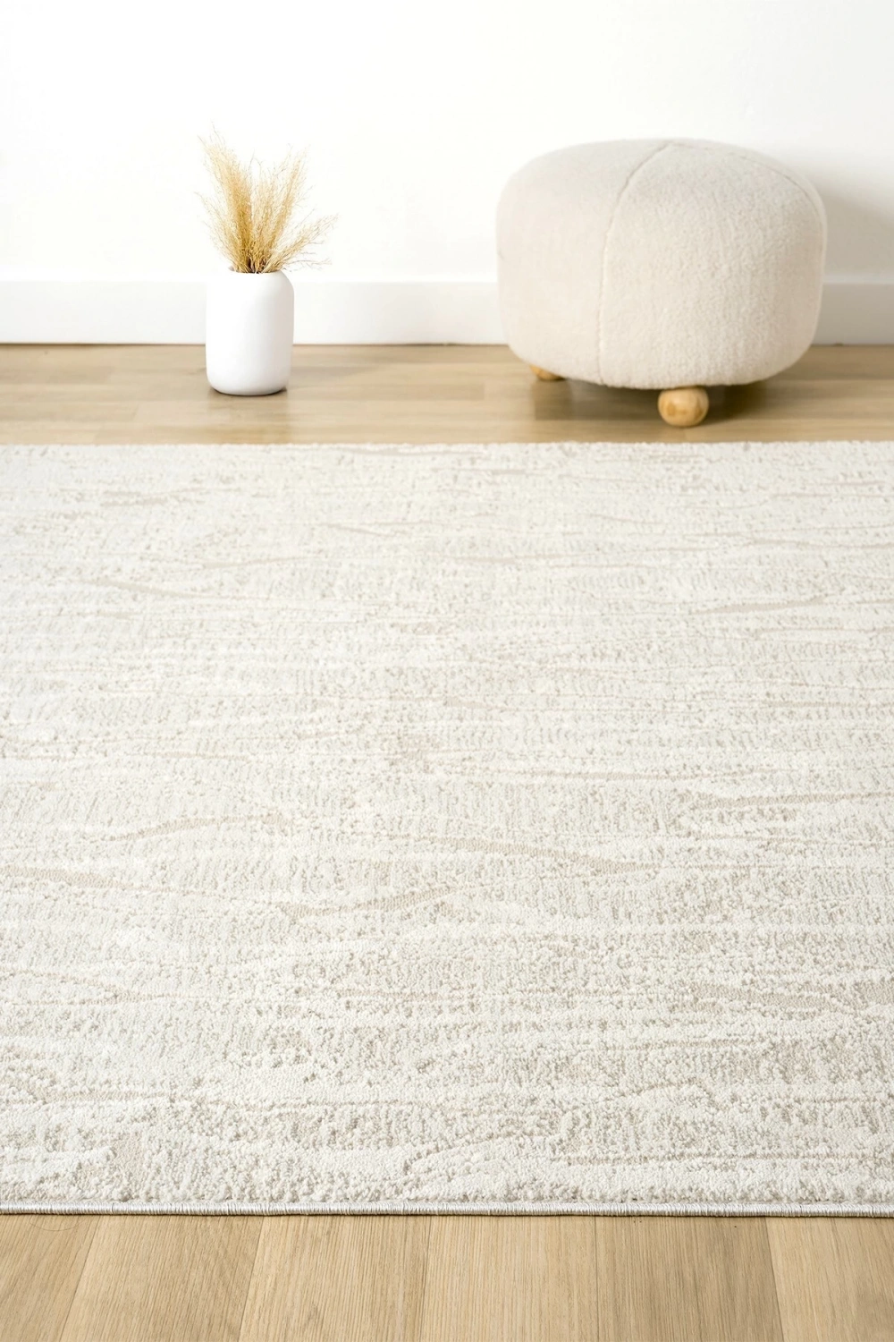 Modern Krem Saçaklı Dokuma Halı Yolluk Antre Oturma Odası Salon Mutfak Halısı