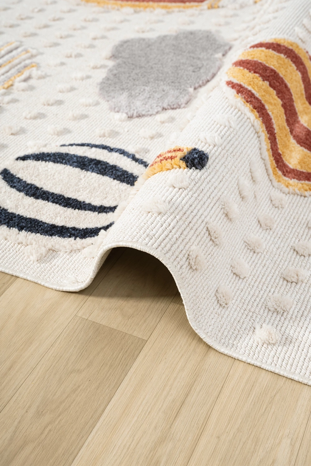 Yumuşak Bukleli Bebek Odası Çocuk Odası Genç Odası Dokuma Halı Turuncu Balonlu Bulutlu Halı 23