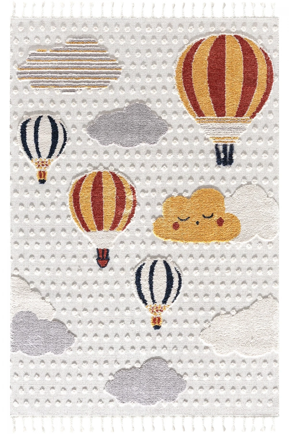 Yumuşak Bukleli Bebek Odası Çocuk Odası Genç Odası Dokuma Halı Turuncu Balonlu Bulutlu Halı 23