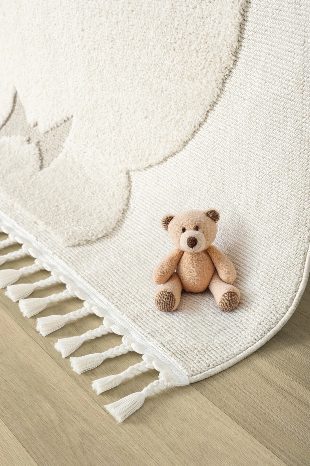 Krem Ayıcıklı Bebek Çocuk Odası Halısı Yumuşak Leke Tutmaz Antialerjik 24