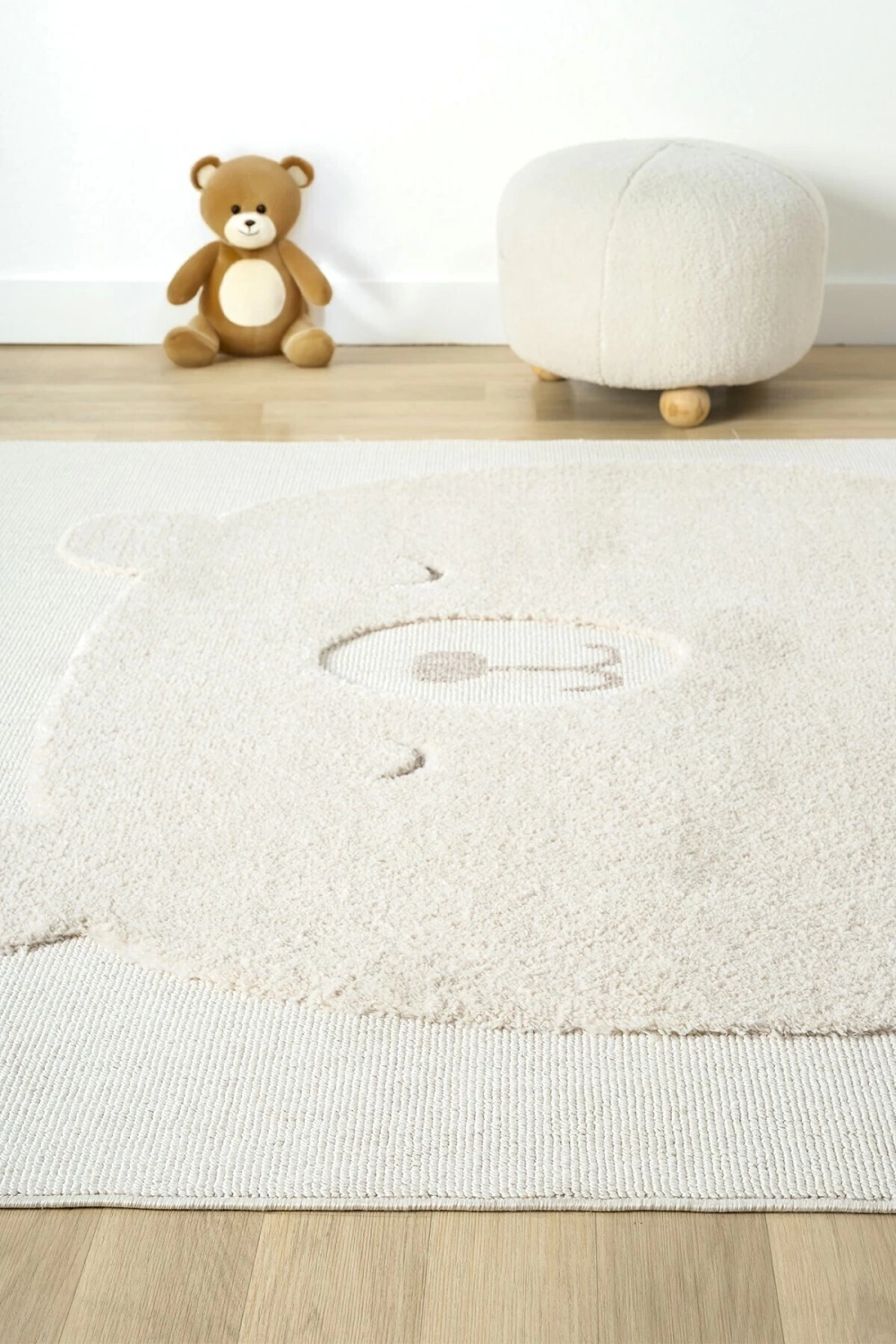 Krem Ayıcıklı Bebek Çocuk Odası Halısı Yumuşak Leke Tutmaz Antialerjik 24