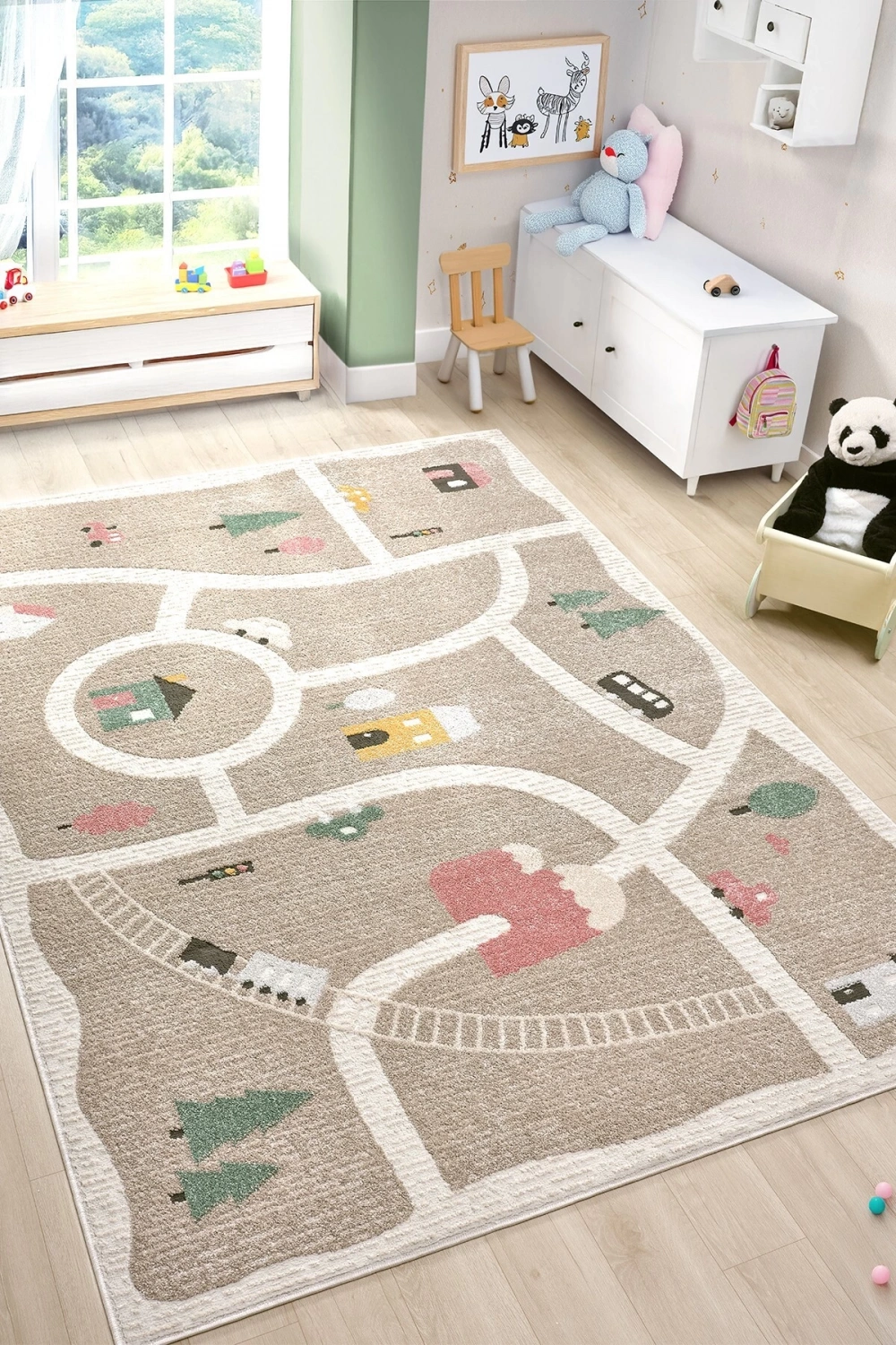 Yumuşak Dokuma Halı Leke Tutmaz Araba Yolu Bebek Odası Çocuk Odası Genç Odası Halısı Oyun Yol
