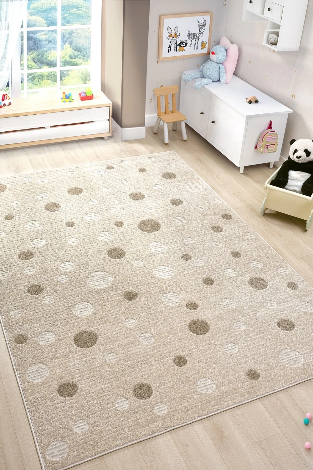 Yumuşak Puantiyeli Dokuma Halı Leke Tutmaz Bebek Odası Çocuk Odası Genç Odası Halısı PUANTİYE