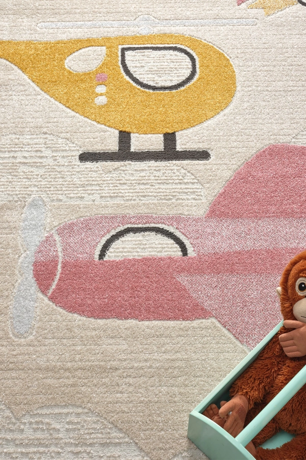 Yumuşak Dokuma Halı Leke Tutmaz Uçak Figürlü Bebek Odası Çocuk Odası Genç Odası Halısı UÇAK