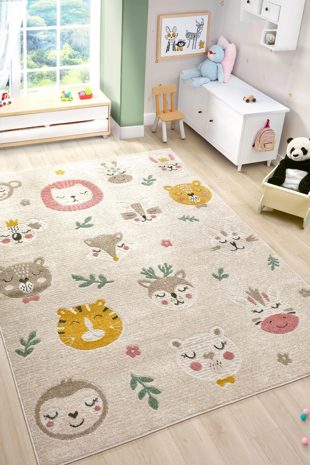 Yumuşak Dokuma Halı Sevimli Dostlar Leke Tutmaz Bebek Odası Çocuk Odası Genç Odası Halısı HAYVANLAR