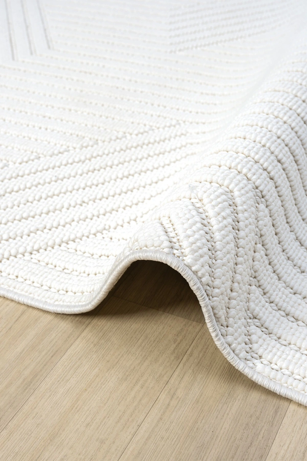 Beyaz Yumuşak Dokulu Halı Kilim Salon Mutfak Koridor Yolluk Dokuma Makine Halısı 001