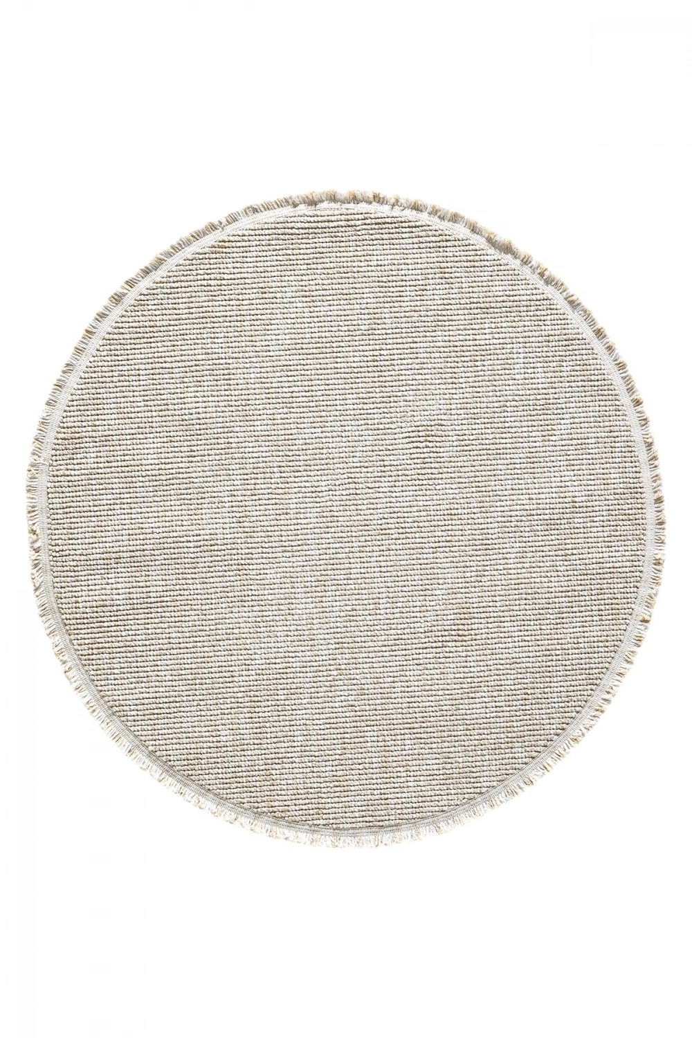 Bej Daire Yuvarlak Modern Dokuma Halı Bukleli BEJ DAİRE
