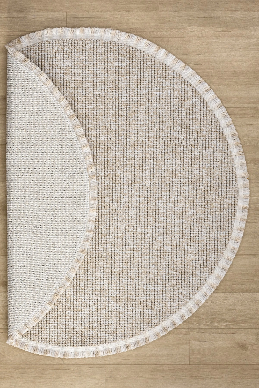 Bej Daire Yuvarlak Modern Dokuma Halı Bukleli BEJ DAİRE
