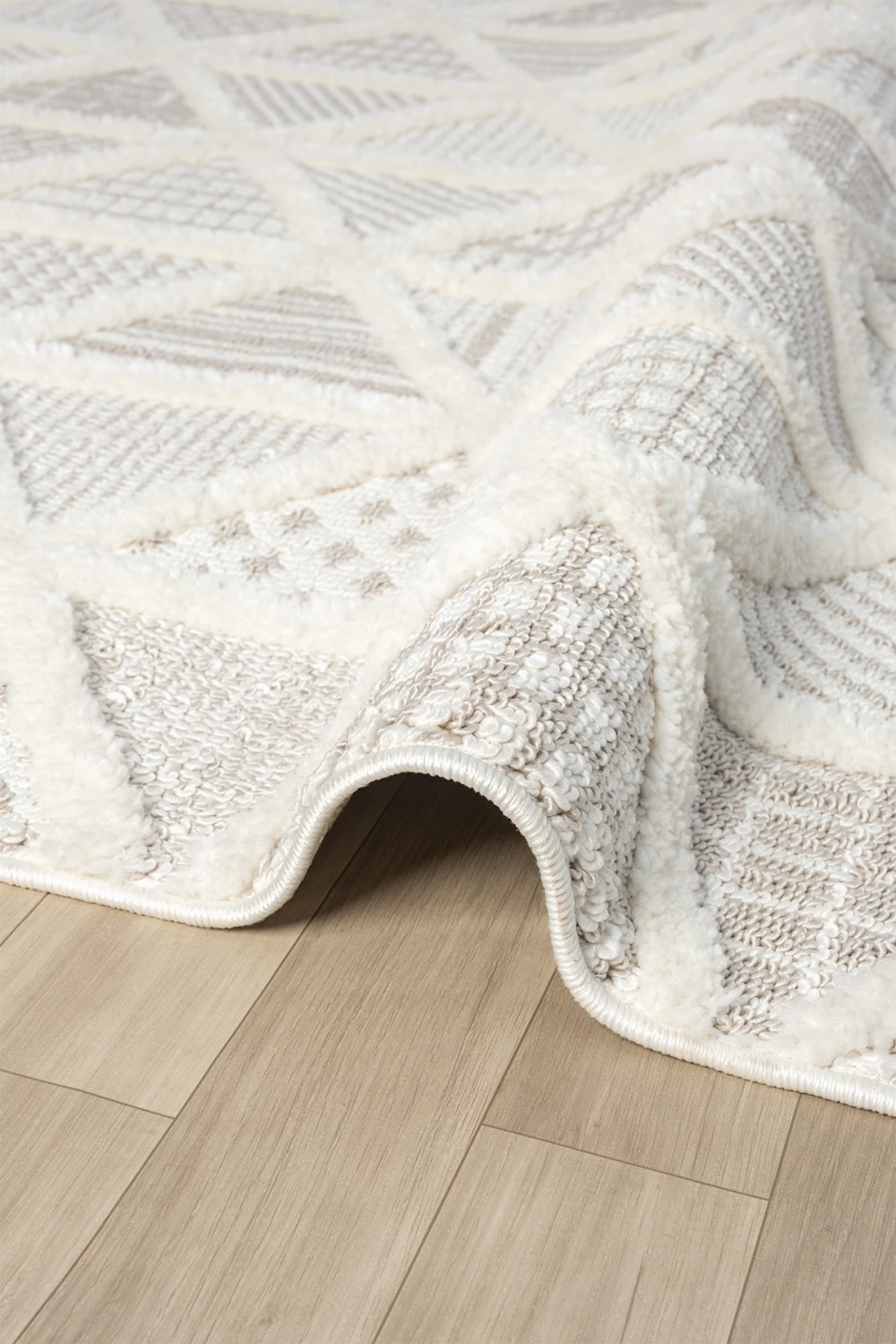 Krem Bej Bukleli Dokuma Halı Antre Yolluk Çocuk Odası Oturma Odası Salon Mutfak Halısı