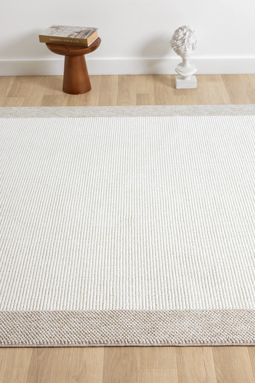 Beyaz Bej Yumuşak Yapılı Bordürlü Dokuma Halı Salon Mutfak Koridor Yolluk Dokuma Makine Halısı 0021