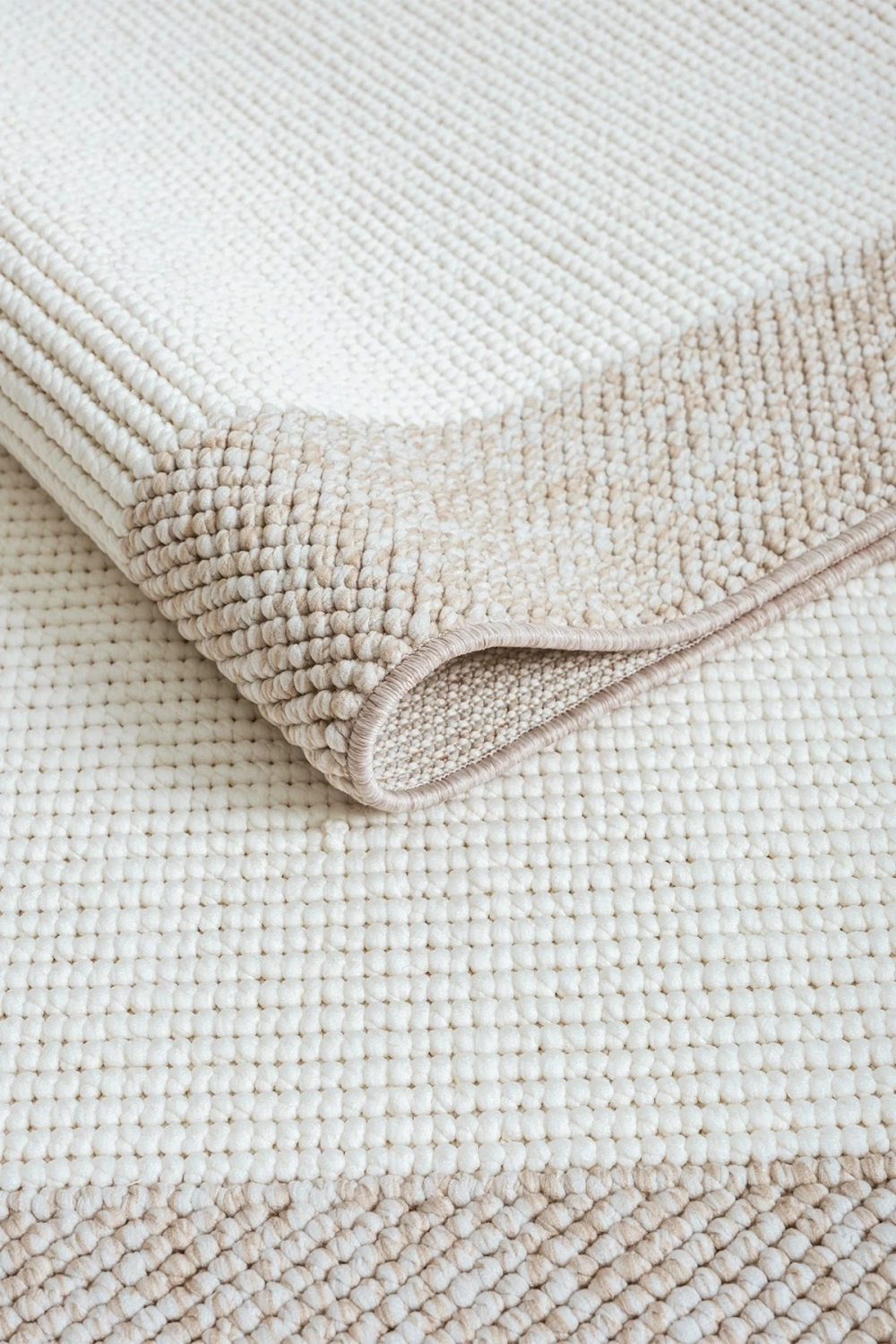 Beyaz Bej Yumuşak Yapılı Bordürlü Dokuma Halı Salon Mutfak Koridor Yolluk Dokuma Makine Halısı 0021