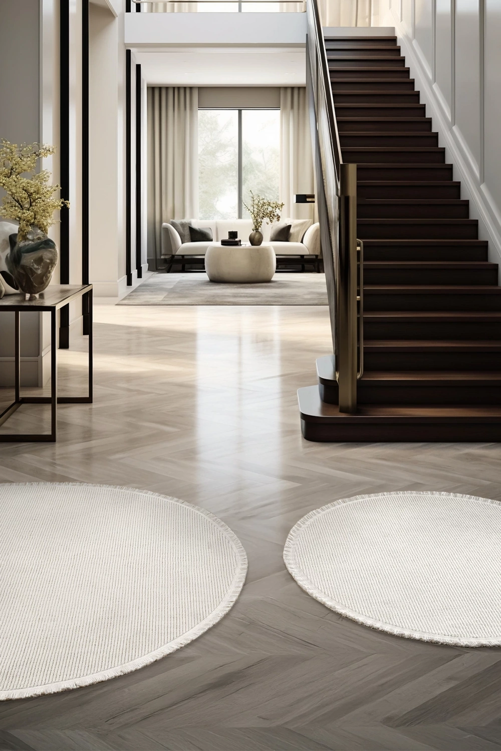 Beyaz Daire Yuvarlak Modern Dokuma Halı Bukleli BEYAZ DAİRE