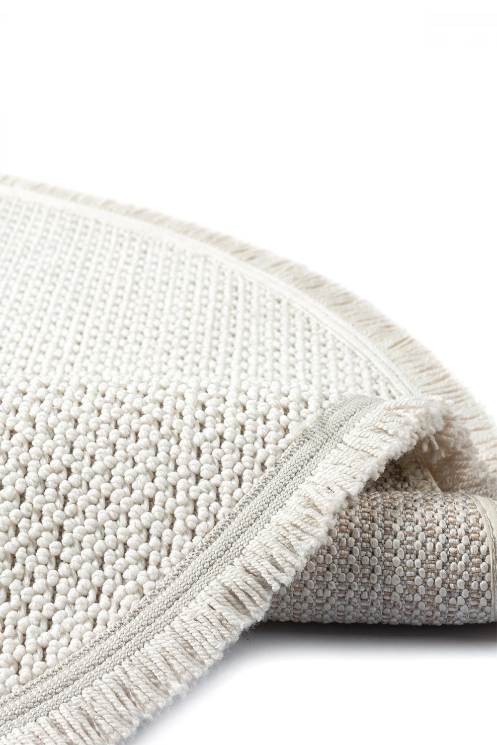 Beyaz Krem Yumuşak Dokulu Yuvarlak Halı Kilim Mutfak Koridor Yolluk Dokuma Makine Halısı 007 DAİRE