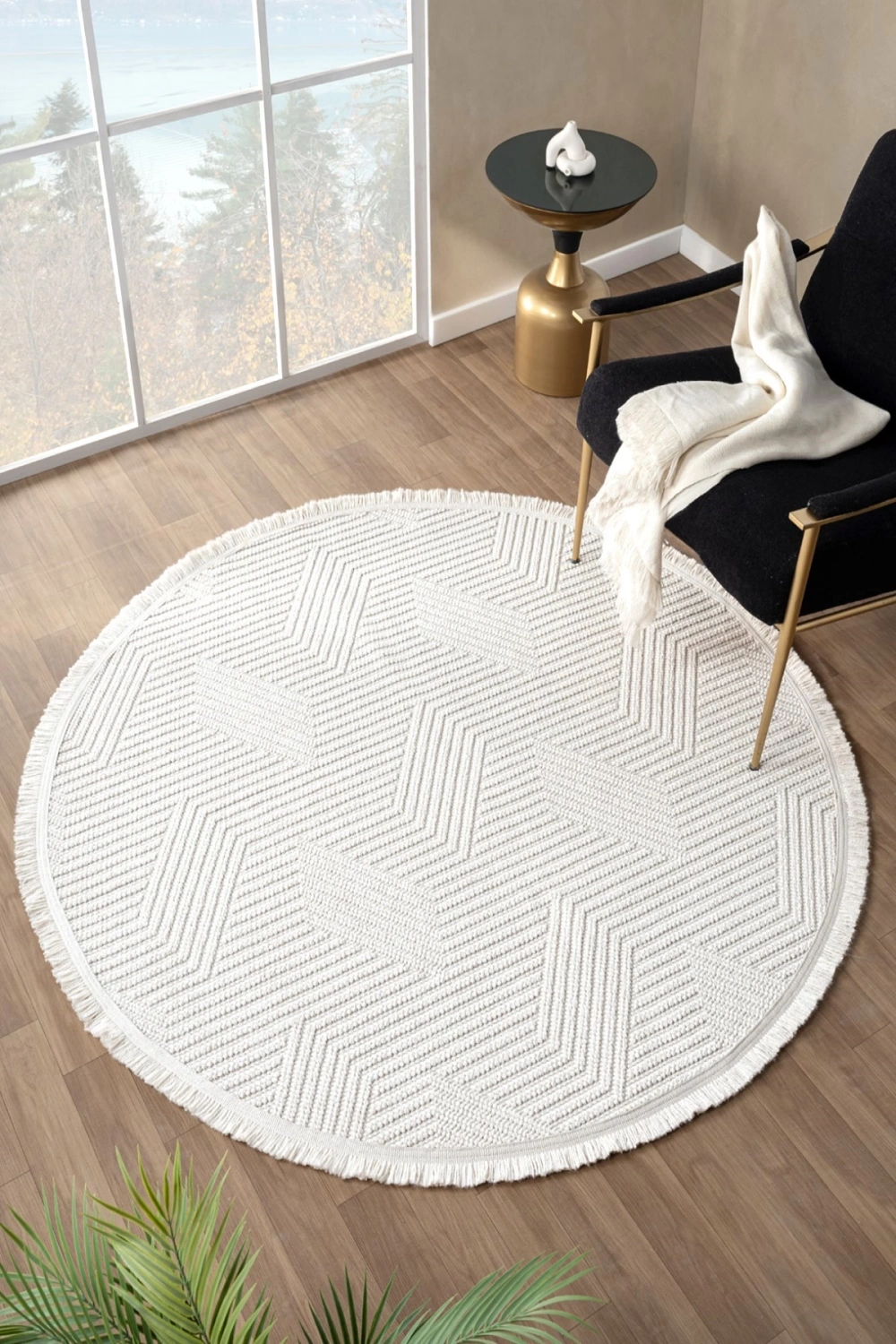 Beyaz Yumuşak Dokulu Daire Halı Kilim Salon Mutfak Koridor Yolluk Dokuma Makine Halısı 001 DAİRE