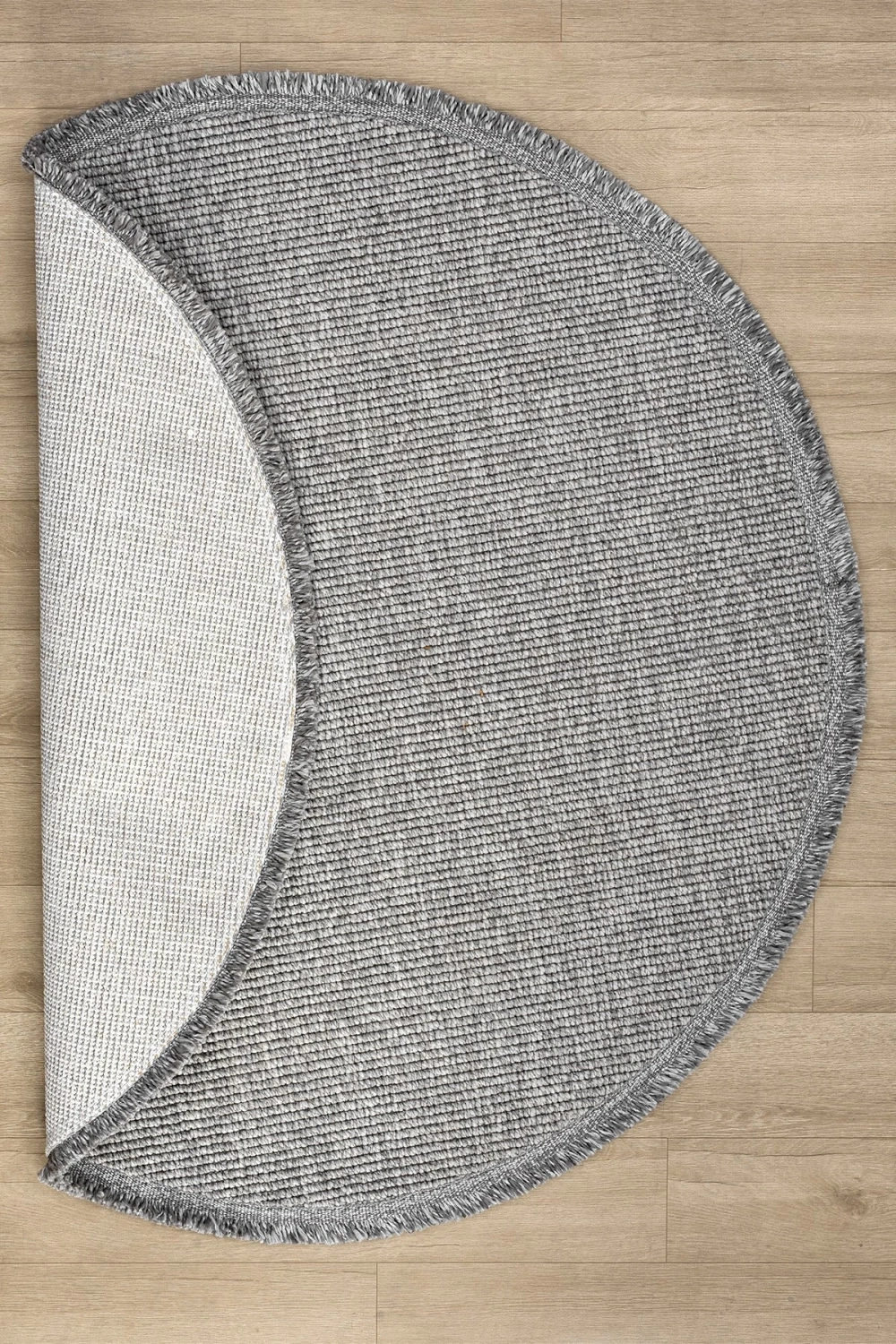Gri Daire Yuvarlak Modern Dokuma Halı Bukleli GRİ DAİRE
