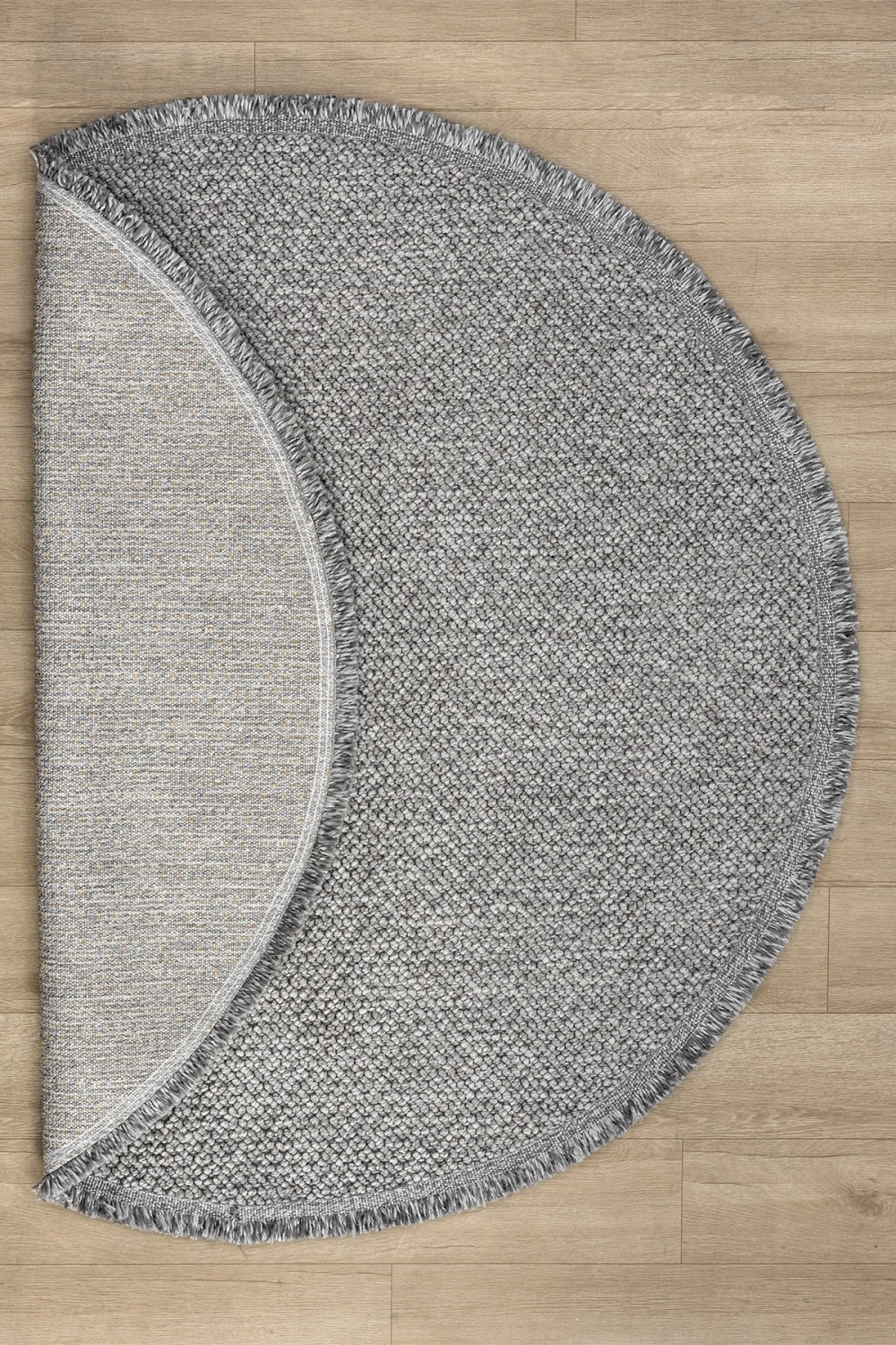 Gri Yumuşak Dokulu Yuvarlak Halı Kilim Salon Mutfak Koridor Yolluk Dokuma Makine Halısı 0010 DAİRE