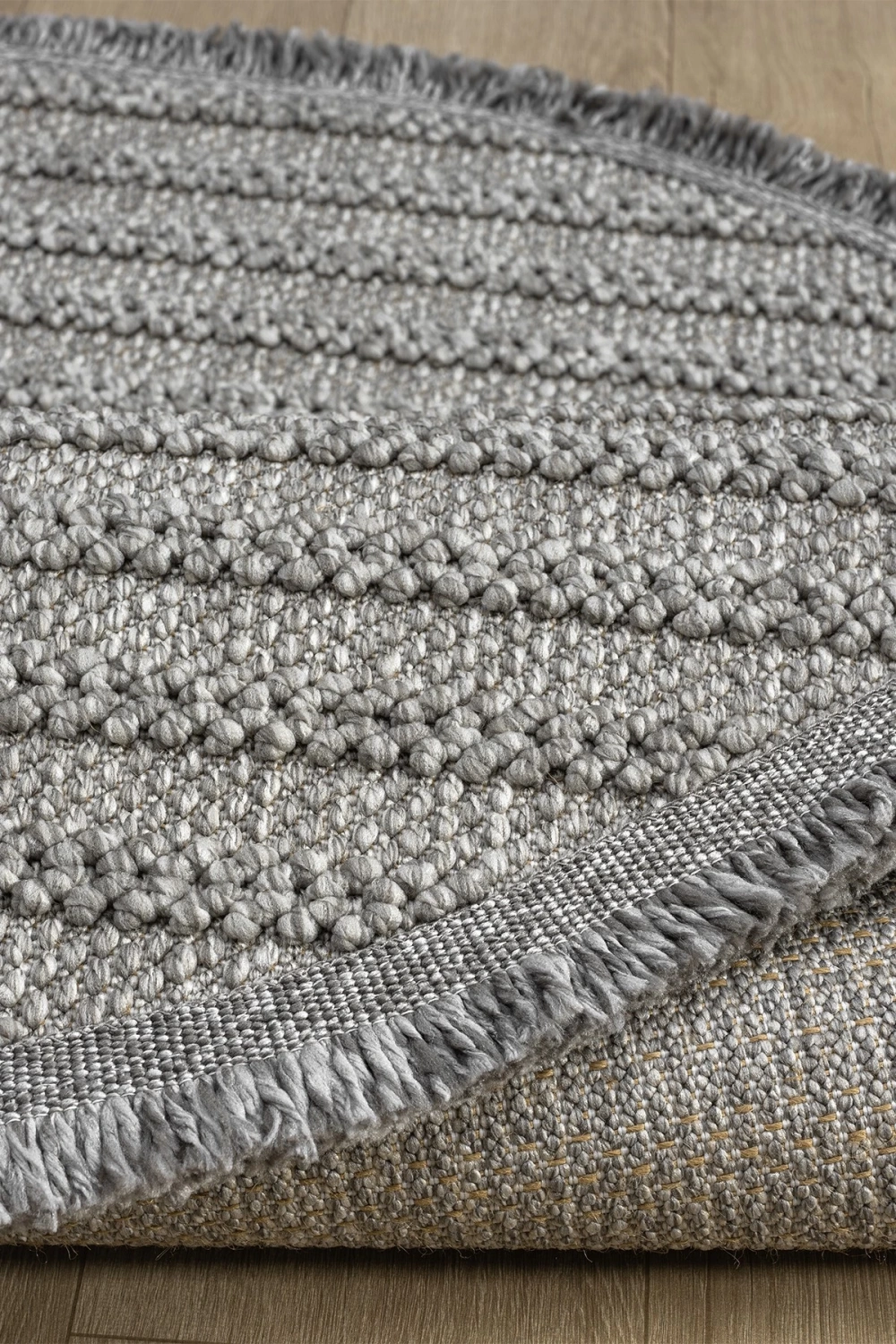 Gri Yuvarlak Yumuşak Dokulu Halı Kilim Salon Mutfak Koridor Yolluk Dokuma Makine Halısı 0011 DAİRE
