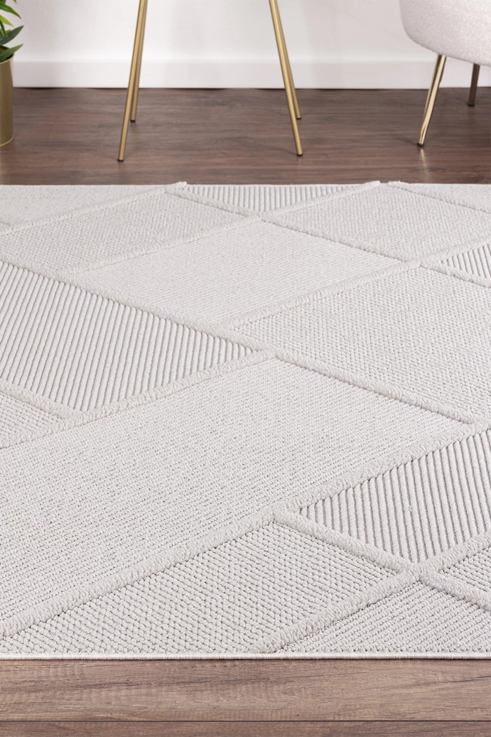 Modern Krem Mavi Dokuma Halı Oturma Odası Salon Mutfak Halısı Yolluk Antre