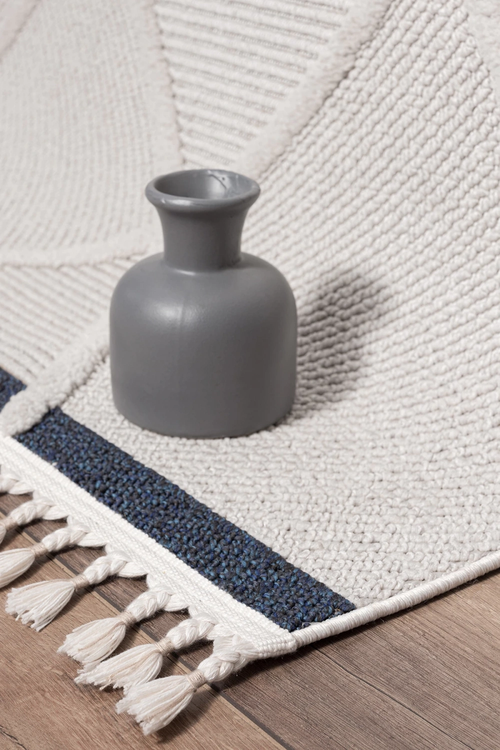 Modern Krem Mavi Dokuma Halı Oturma Odası Salon Mutfak Halısı Yolluk Antre