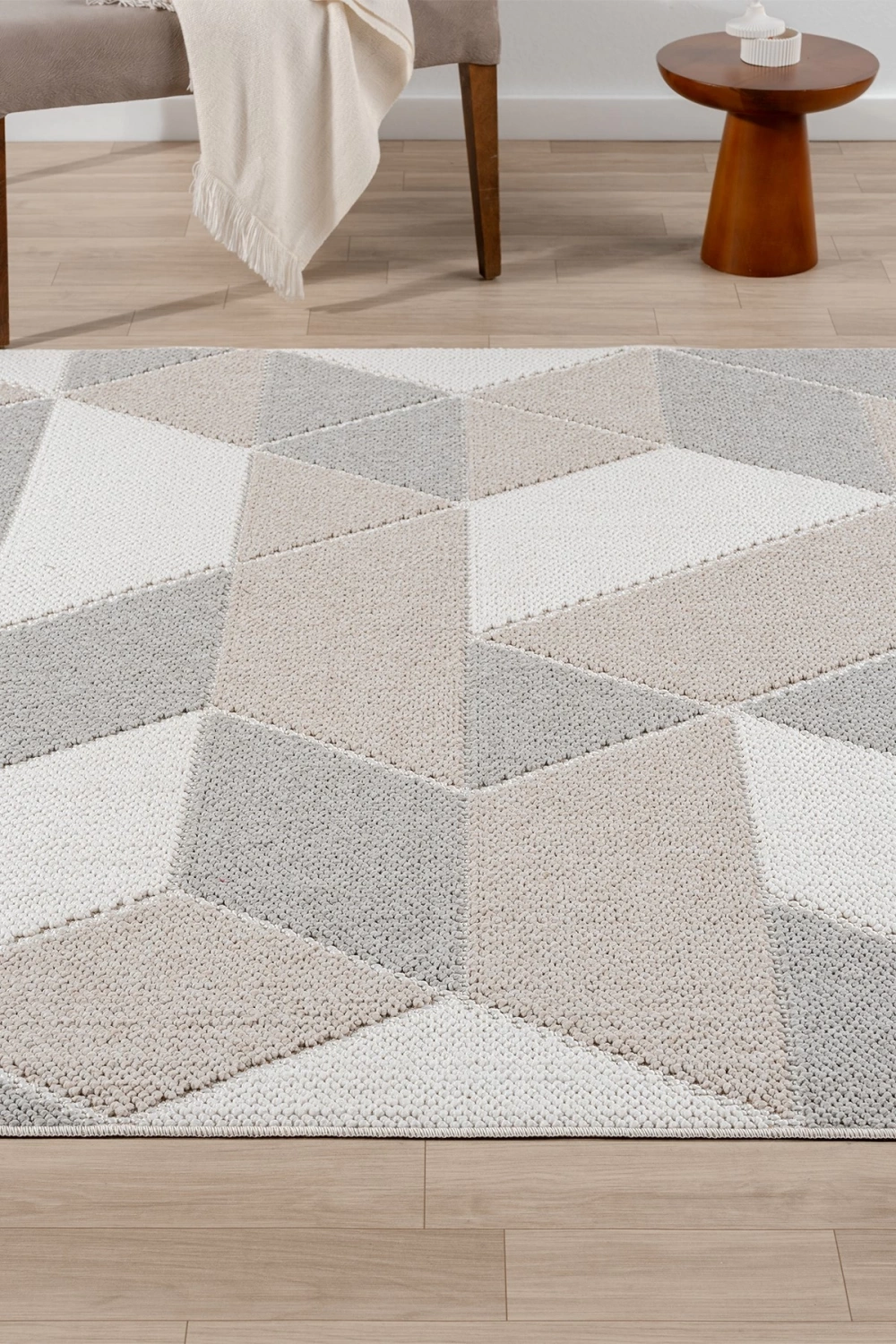 Krem Bej Gri Yumuşak Dokulu Halı Kilim Mutfak Salon Koridor Yolluk Dokuma Makine Halısı 008