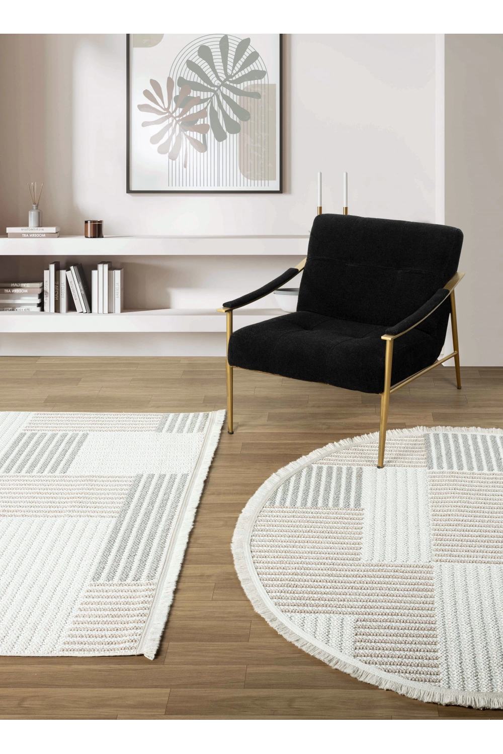 Krem Bej Gri Yumuşak Dokulu Halı Kilim Salon Mutfak Koridor Yolluk Dokuma Makine Halısı 009