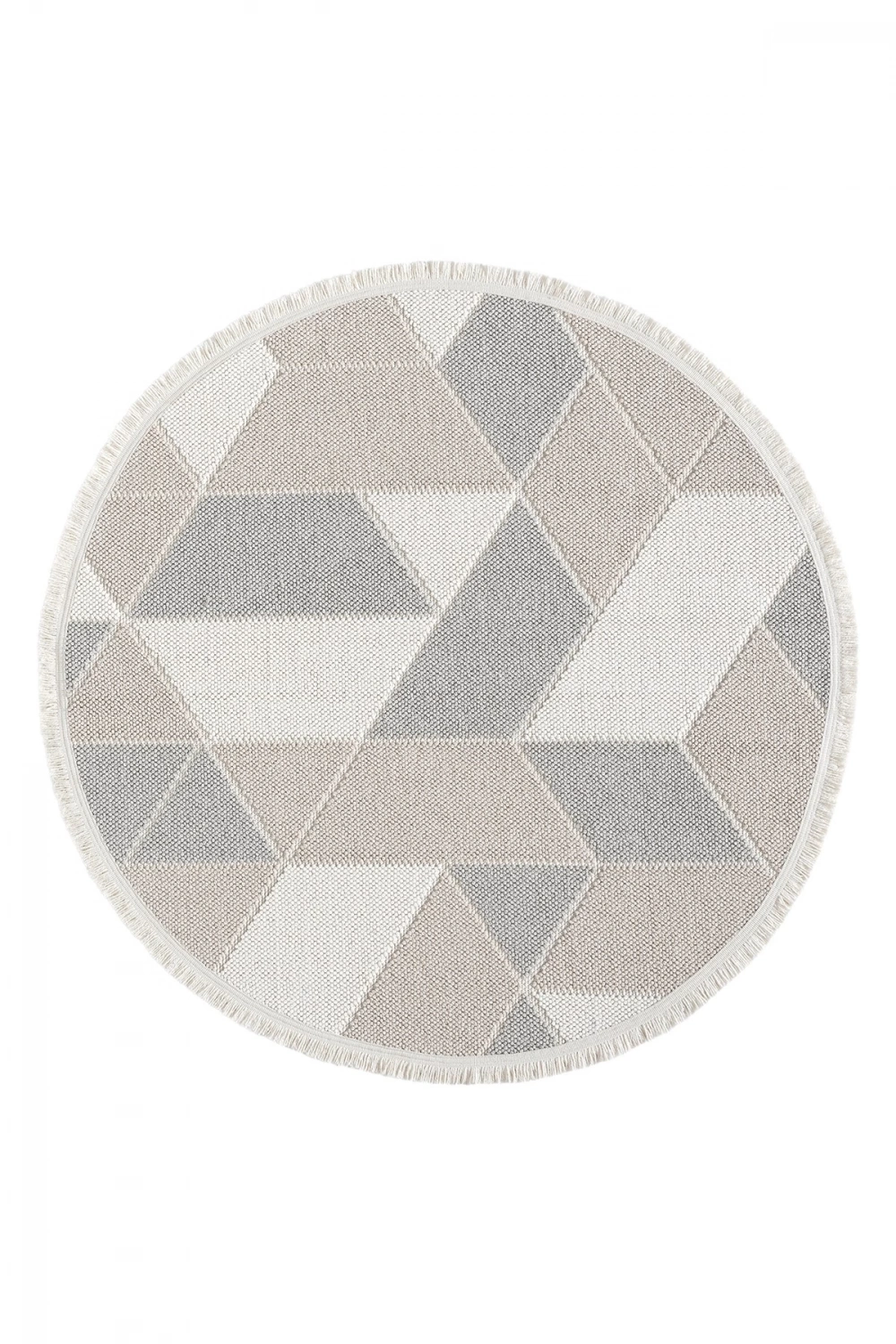 Krem Bej Gri Yumuşak Dokulu Yuvarlak Halı Kilim Mutfak Koridor Yolluk Dokuma Makine Halısı 008 DAİRE