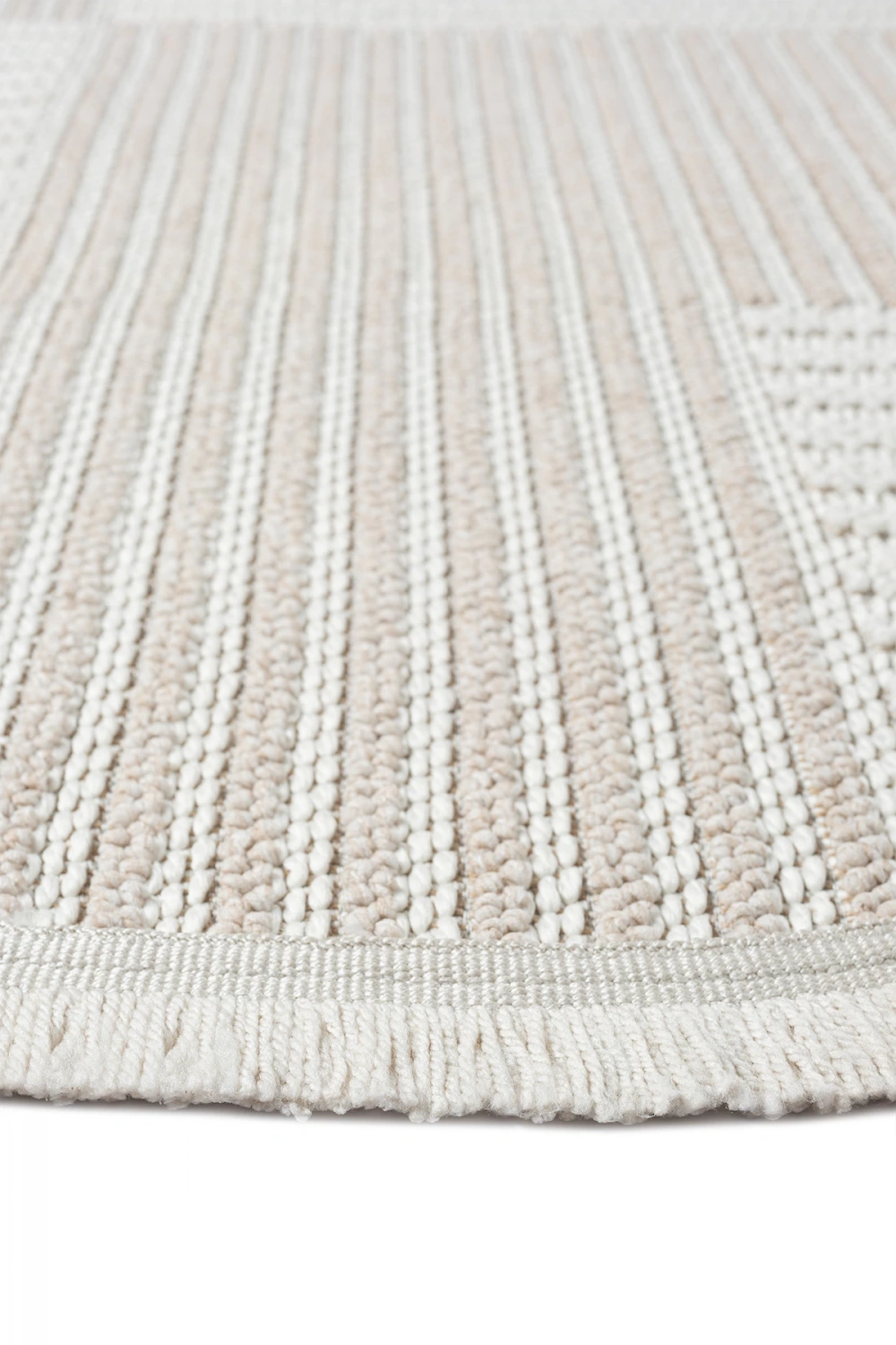 Krem Bej Gri Yumuşak Dokulu Yuvarlak Halı Kilim Mutfak Koridor Yolluk Dokuma Makine Halısı 009 DAİRE