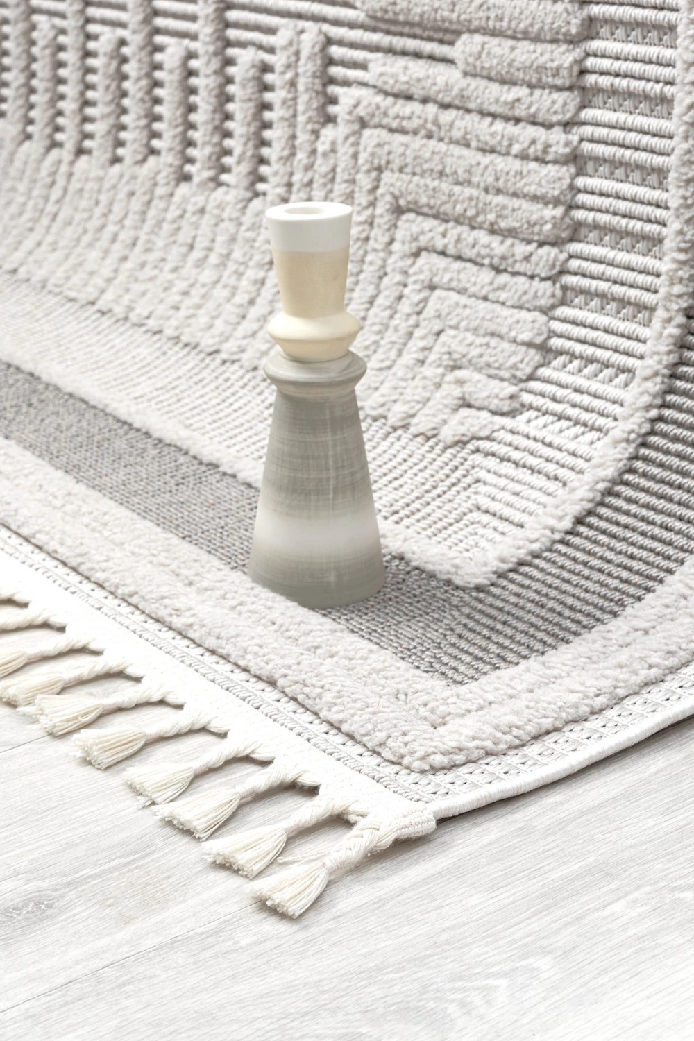 Dokuma Halı Krem Gri Yolluk Antre Oturma Odası Salon Mutfak Halısı