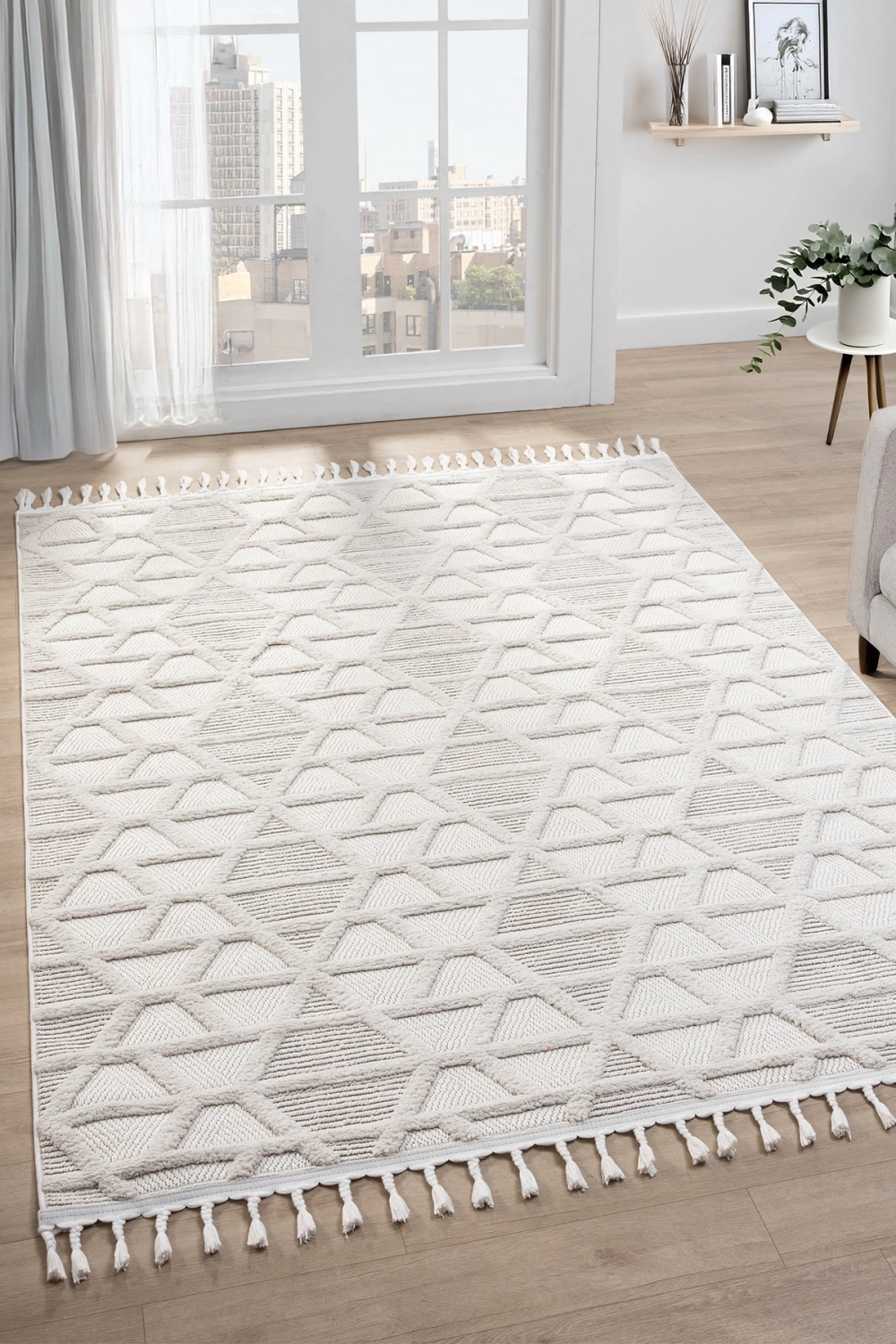 Modern Dokuma Saçaklı Bukleli Halı Yolluk Oturma Odası Salon Mutfak Halısı