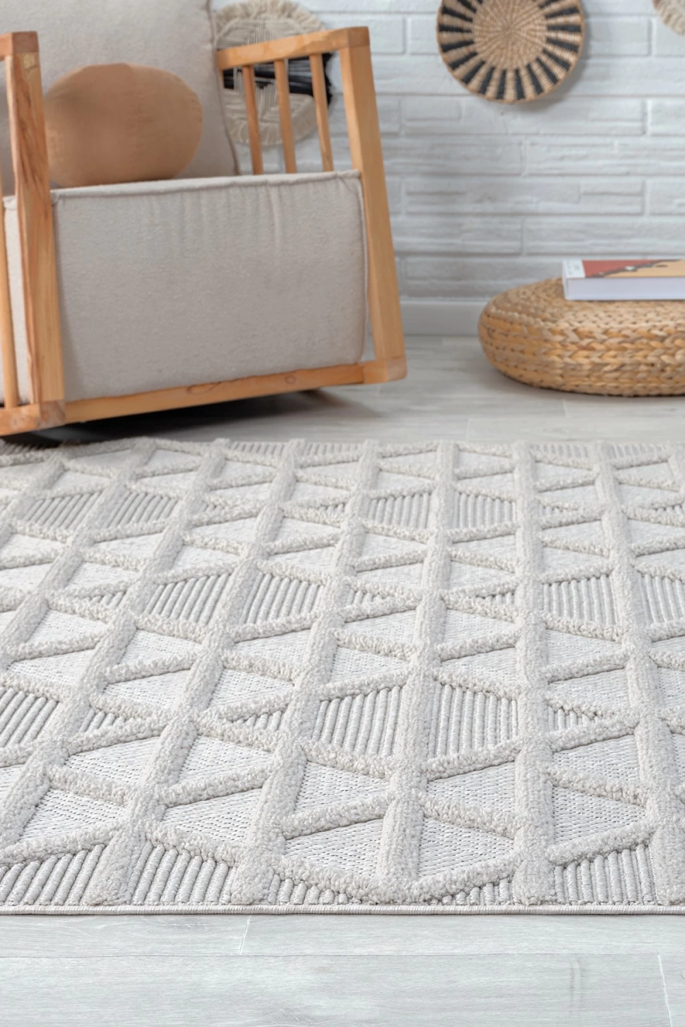 Modern Dokuma Saçaklı Bukleli Halı Yolluk Oturma Odası Salon Mutfak Halısı