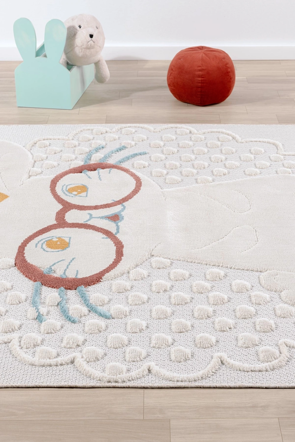 Yıkanabilir Tavşanlı Bebek Çocuk Odası Halısı Desenli Leke Tutmaz Antibakteriyel Antialerjik AYAZ 08