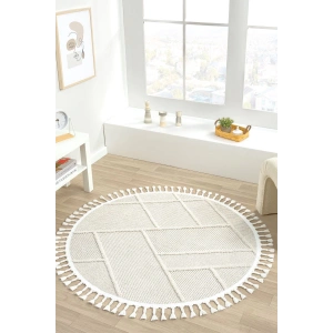 Yıkanabilir Saçaklı Yuvarlak Dokuma Halı Yolluk Antre Oturma Odası Salon Mutfak Halısı YUVARLAK